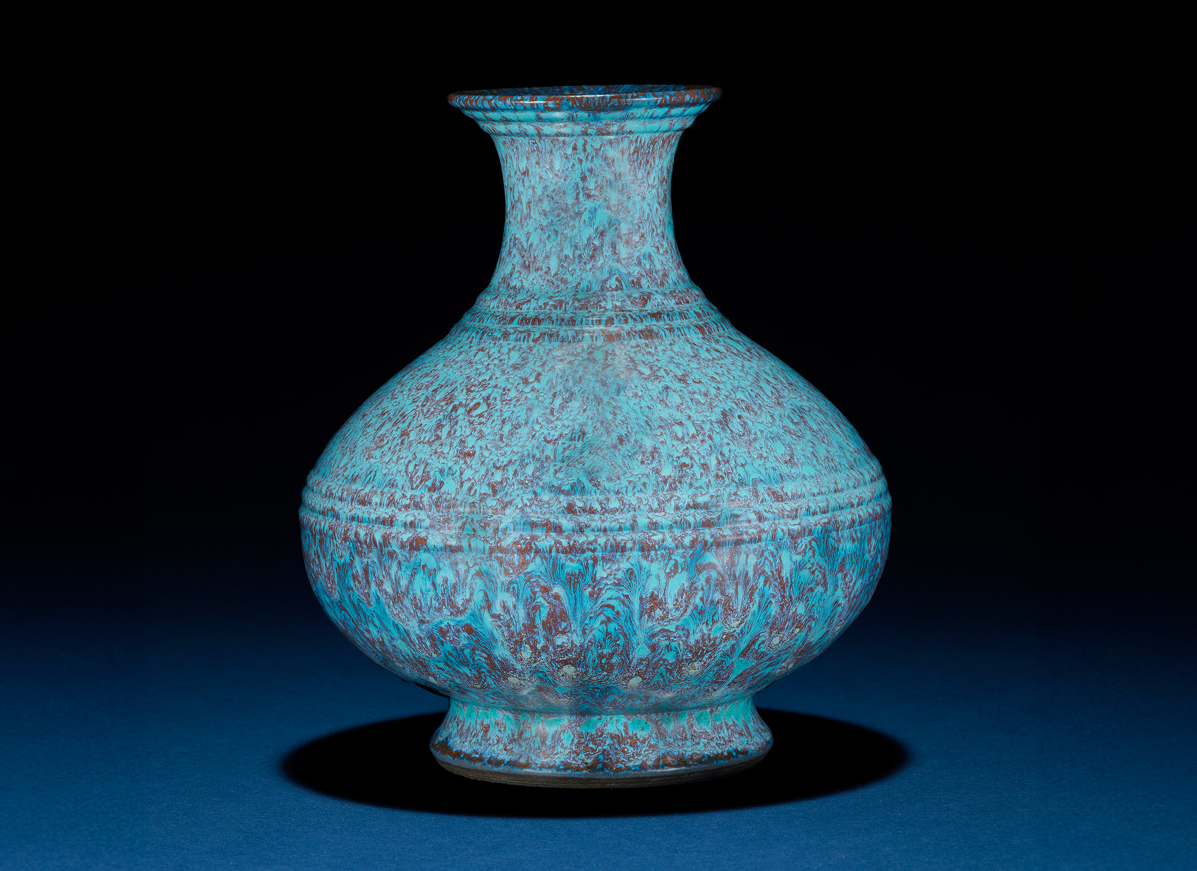 An exceptionally fine and rare robin’s egg glazed hu-form vase, seal mark and period of Yongzheng.Photo Credit: Wyatt Beserra @ BESERRA PHOTOSold: $630,000