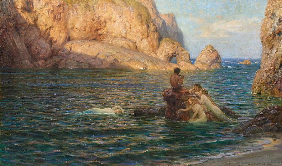 Herbert James Draper (British, 1864–1920), Evening Calm, oil on canvas, 24" x 40".