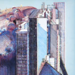 Wayne Thiebaud (American, 1920–2021), Country City, 1988, etching and aquatint in colors, 21.5" x 31.75".