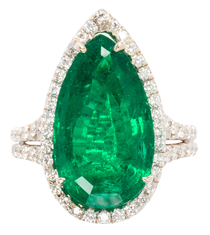 A 7.67 carats Colombian emerald and diamond.