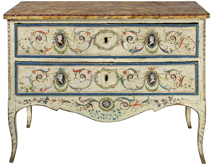 An 18th century Italian polychrome decorated dresser.