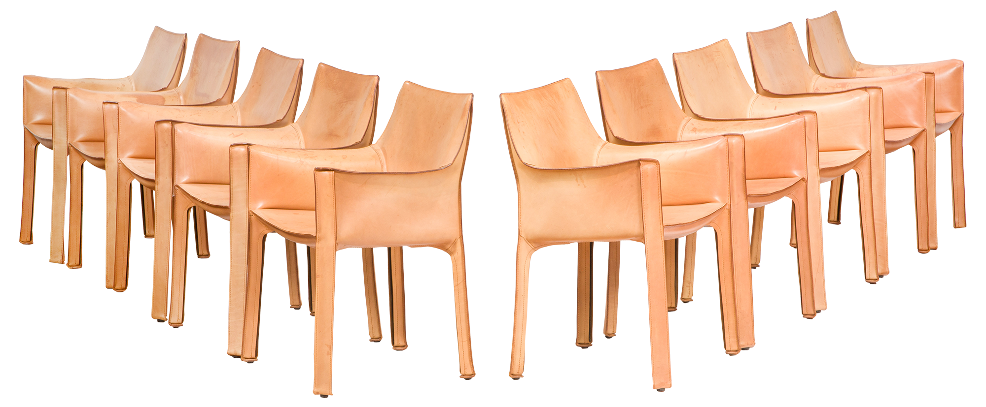 Mario Bellini, Cab Chairs Model 413, set of ten.