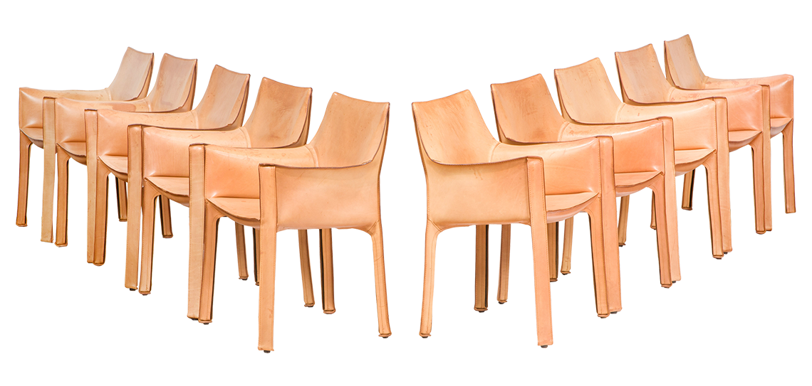 Mario Bellini, Cab Chairs Model 413, set of ten. Sold: $17,360