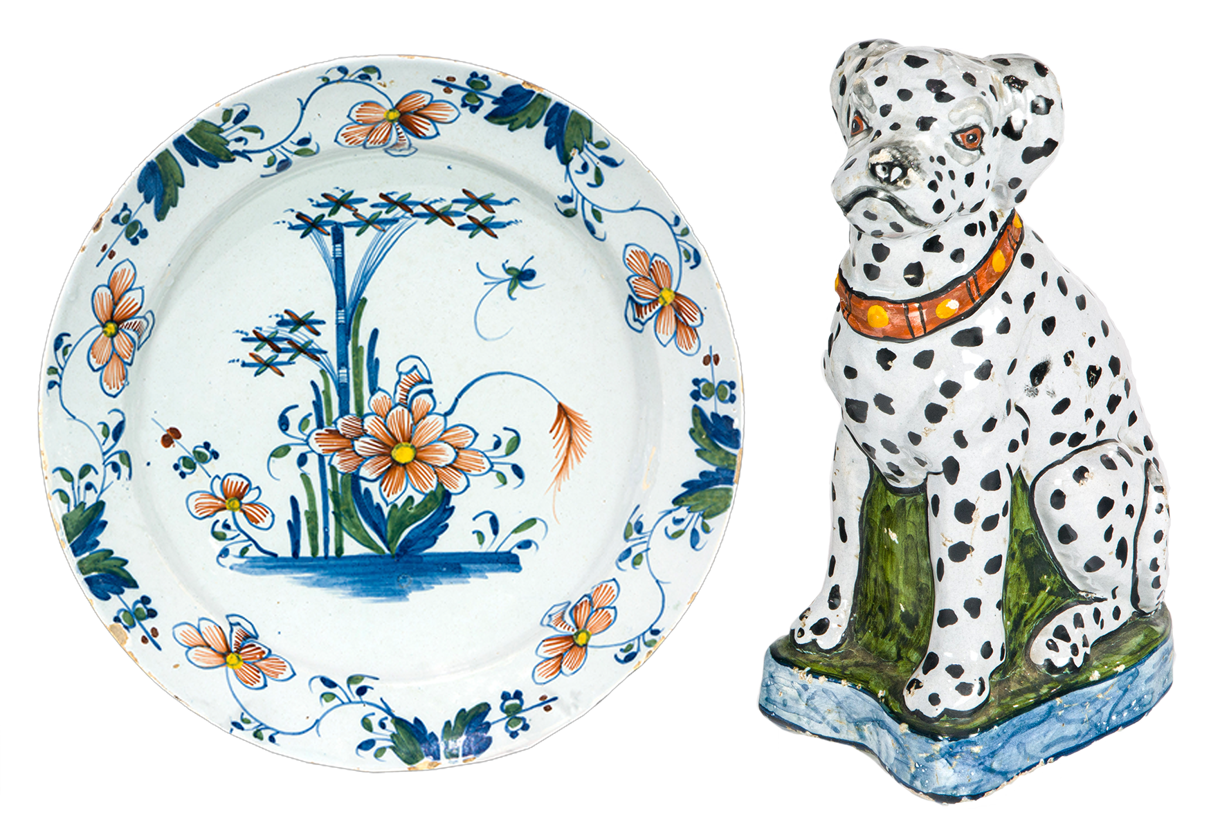 Selection of Continental Faience and Delftware, including 18th and 19th century examples.