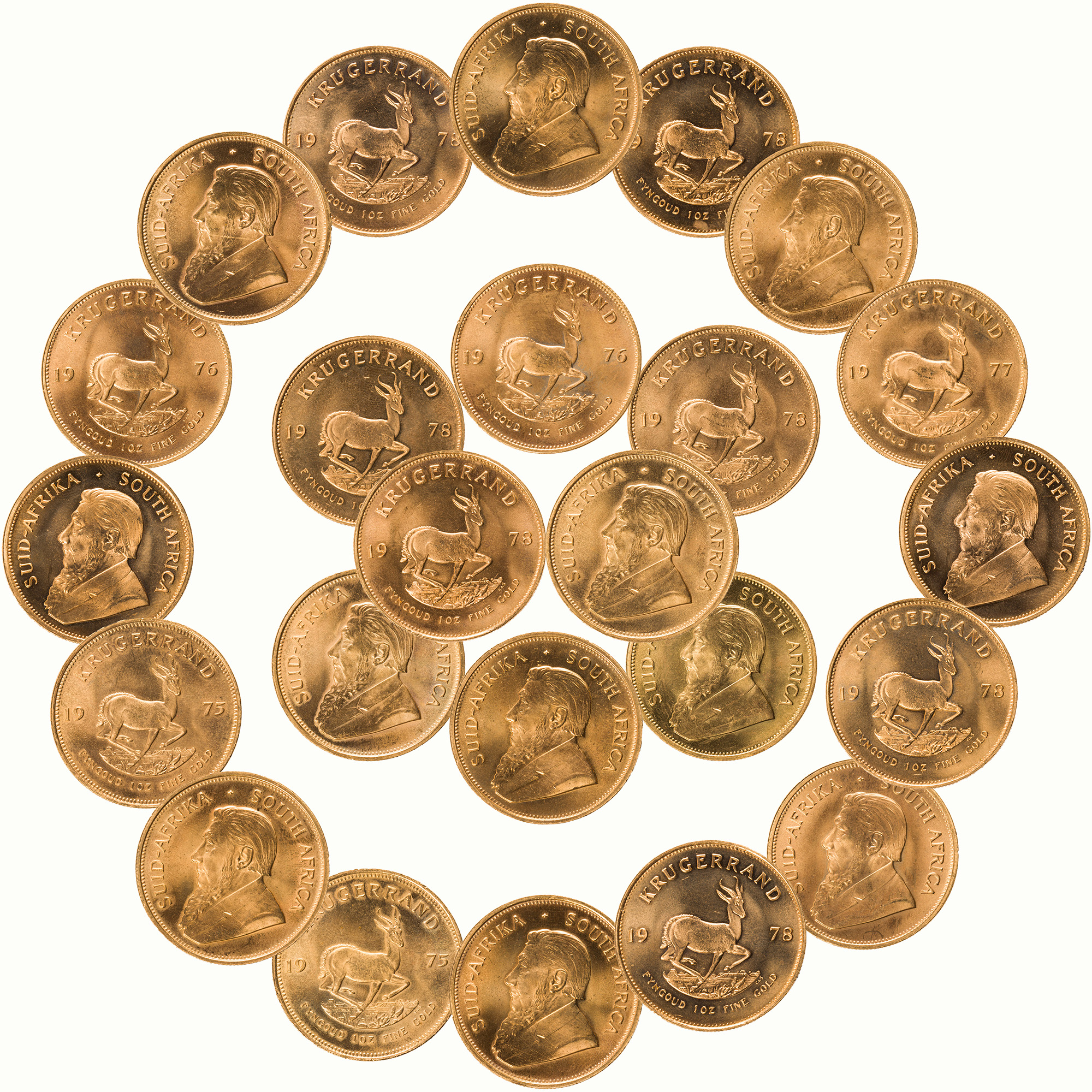 Collection of gold Krugerrands