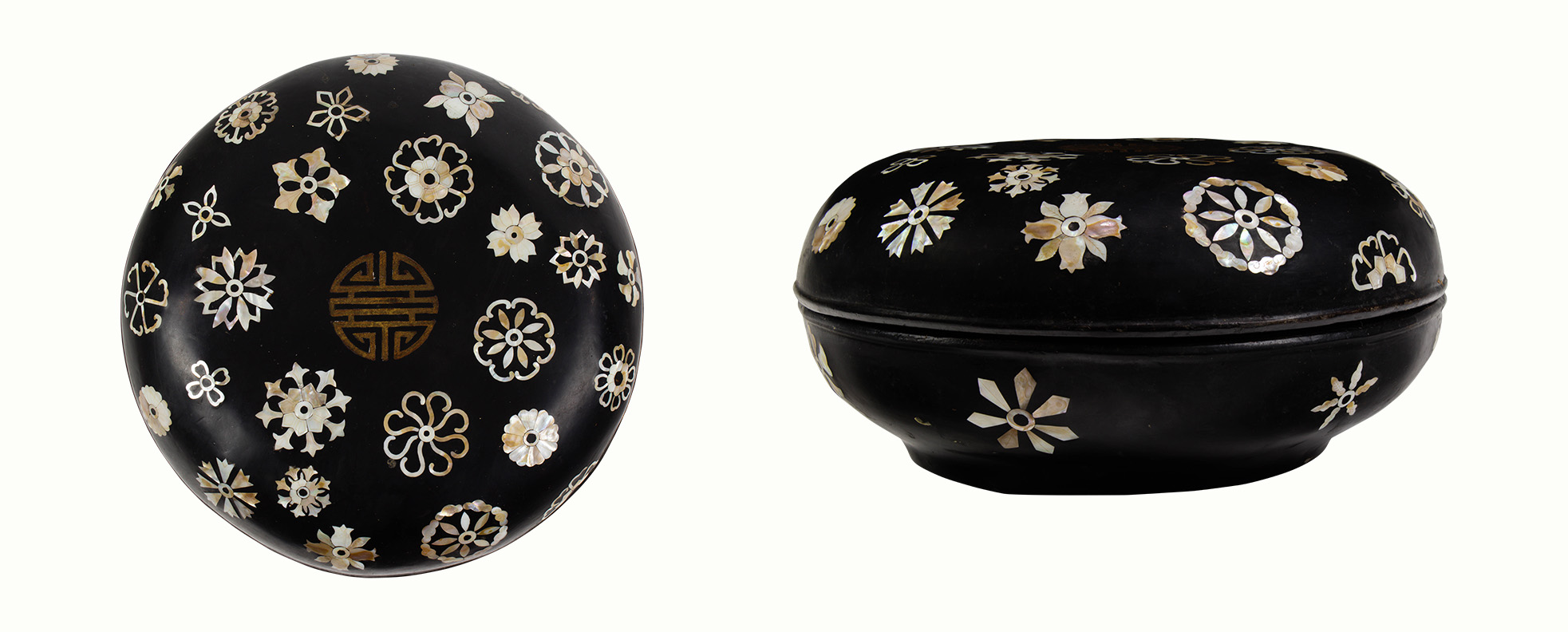 Chinese mother-of-Pearl inlaid black lacquer box