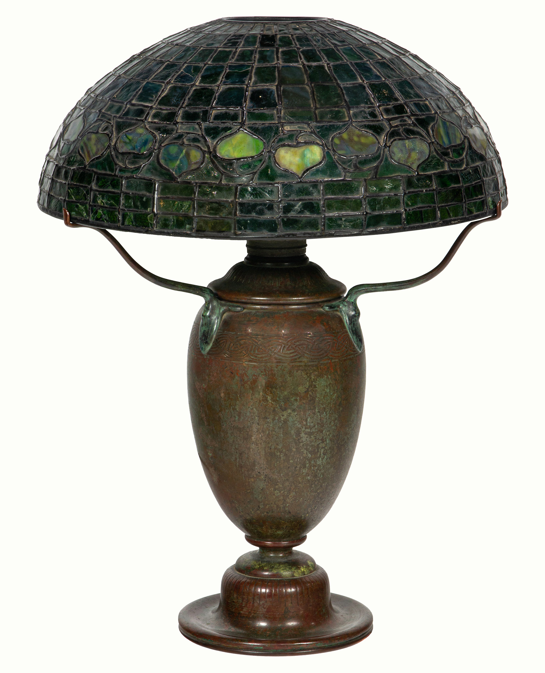 Tiffany Studios, Table Lamp with Vine Border (Acorn) Shade.