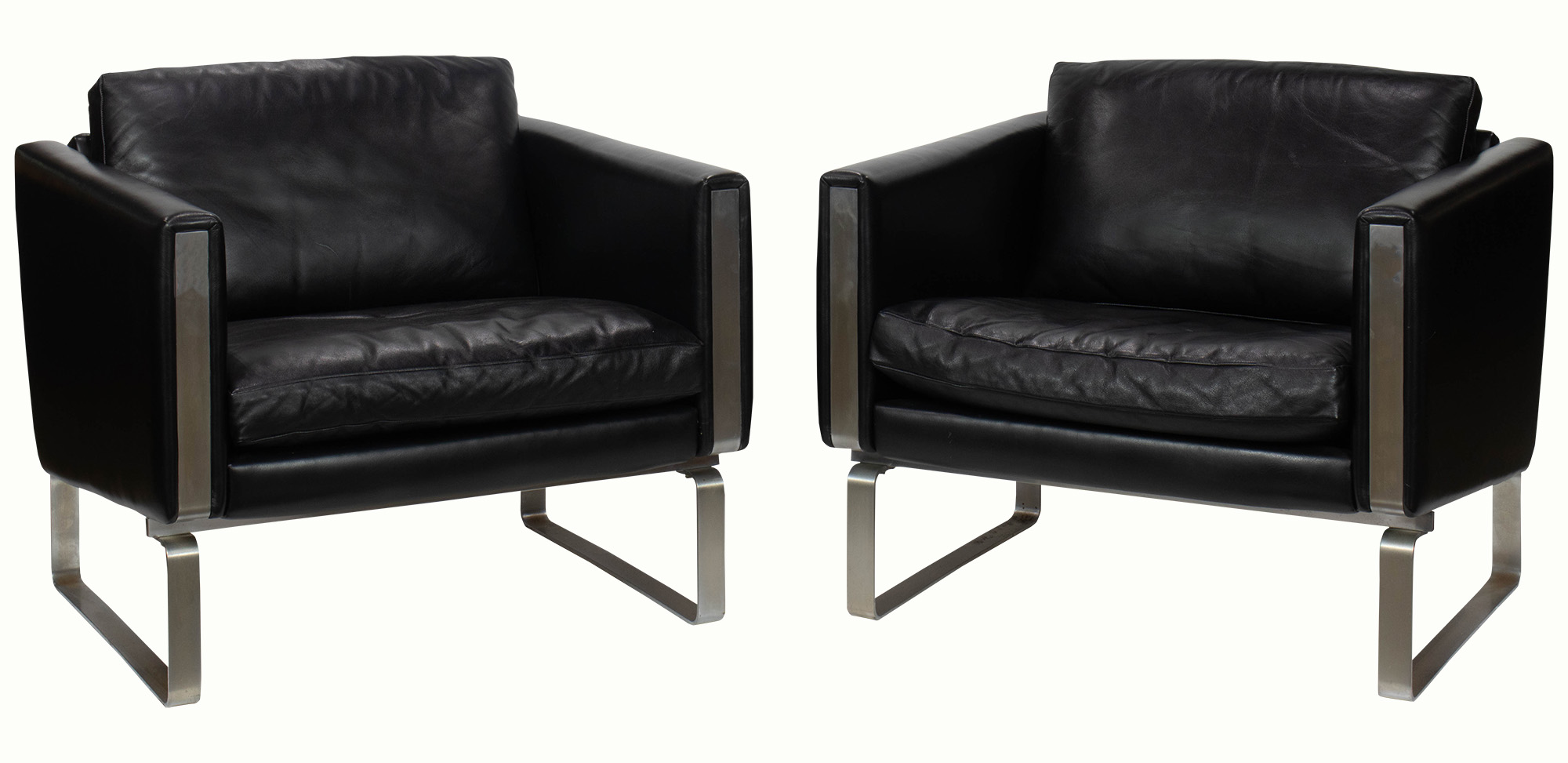 Hans Wegner Ch101 Lounge Chairs, pair