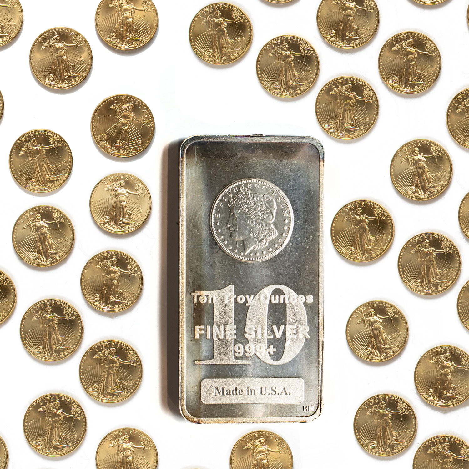 Large single owner collection of gold and silver coins and bars.