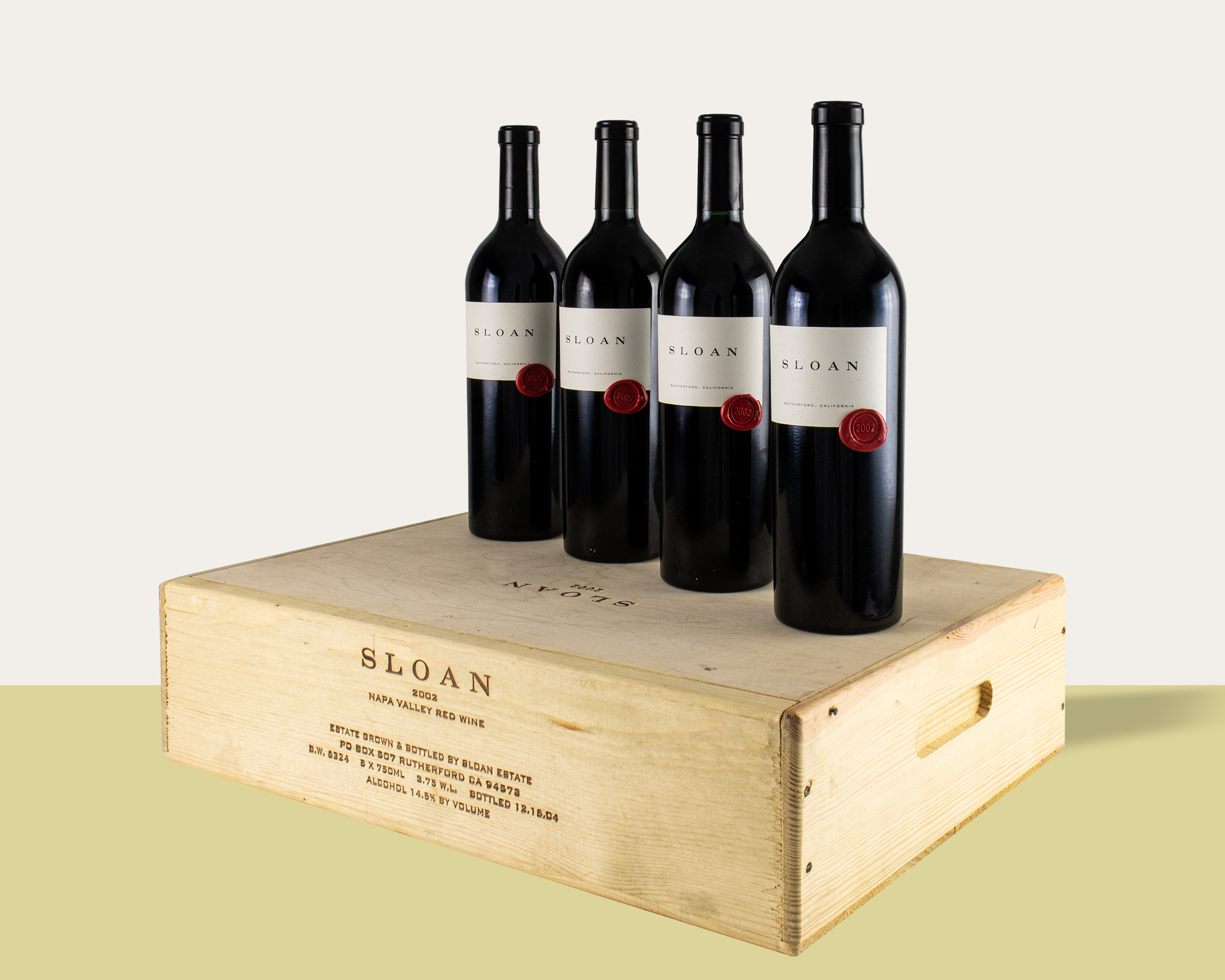 4 Bottles 2002 Sloan, Proprietary Red, Napa Valley, California OWC 100WA 100WS.