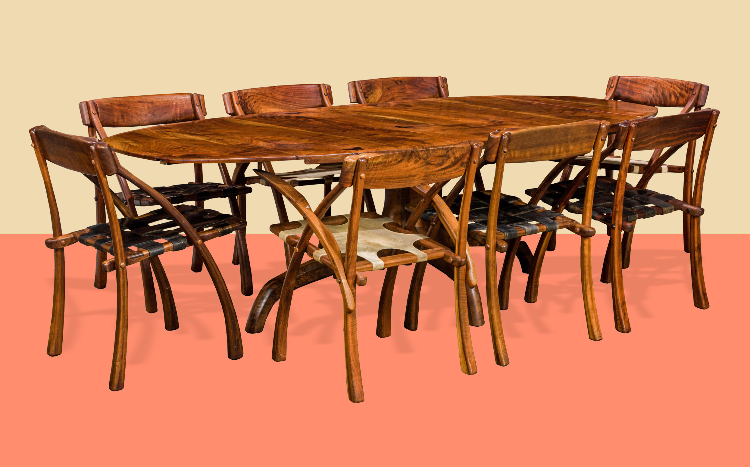 Arthur Espenet Carpenter, Wishbone Chairs, eight, and Dining Table.
