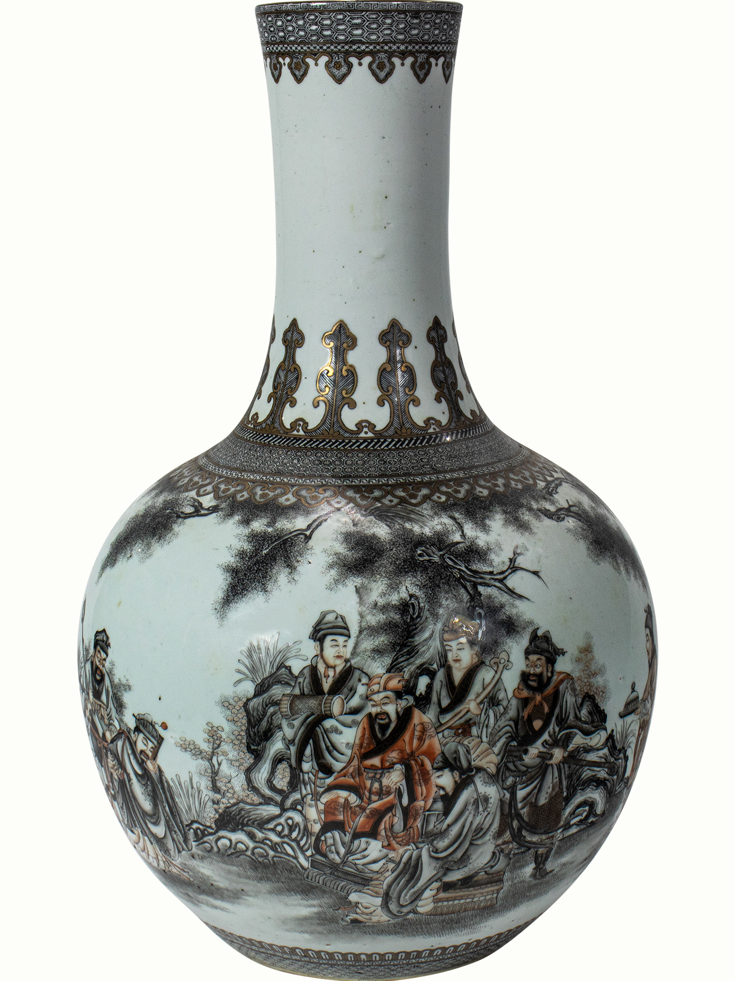 A large Chinese grisaille-decorated porcelain ‘figural’ vase.