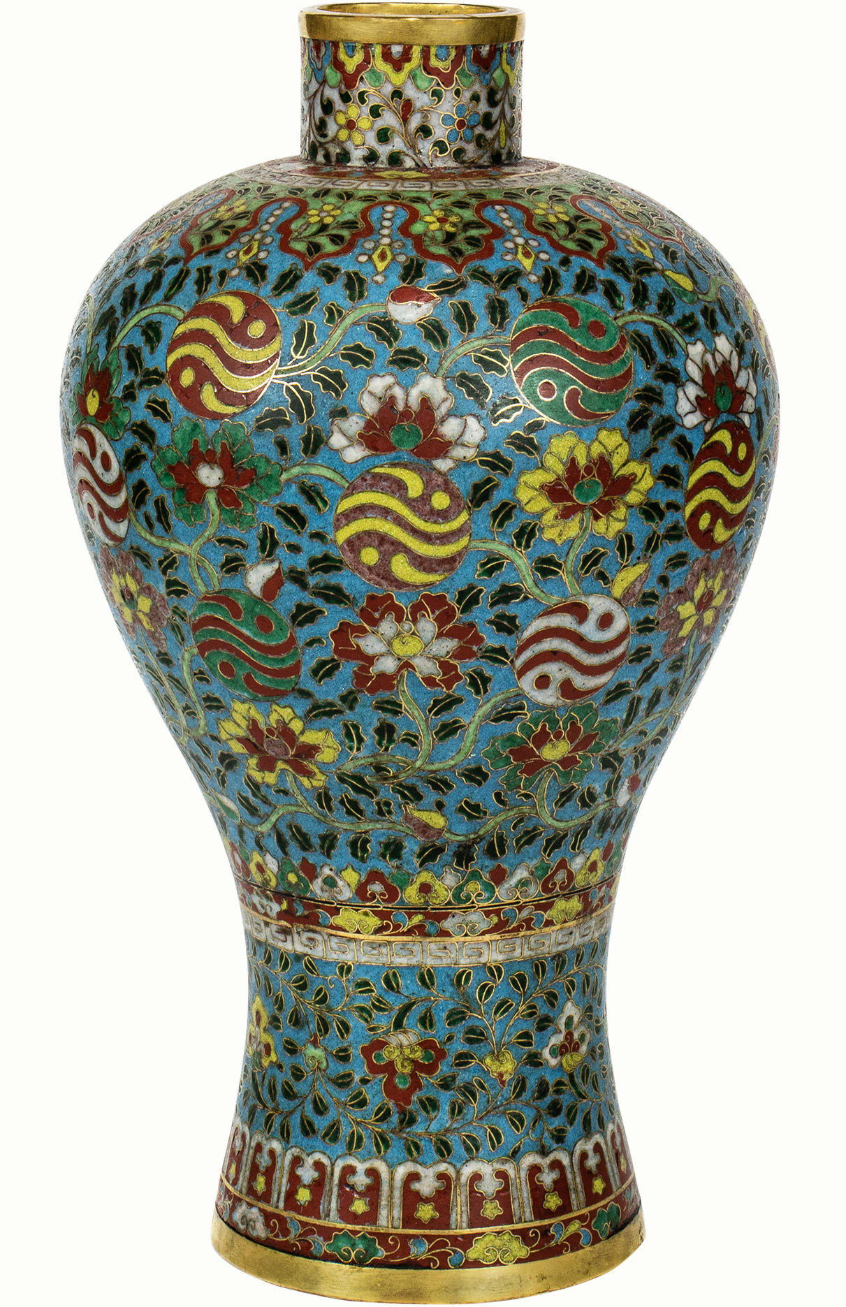 A Chinese cloisonné enamel meiping vase.