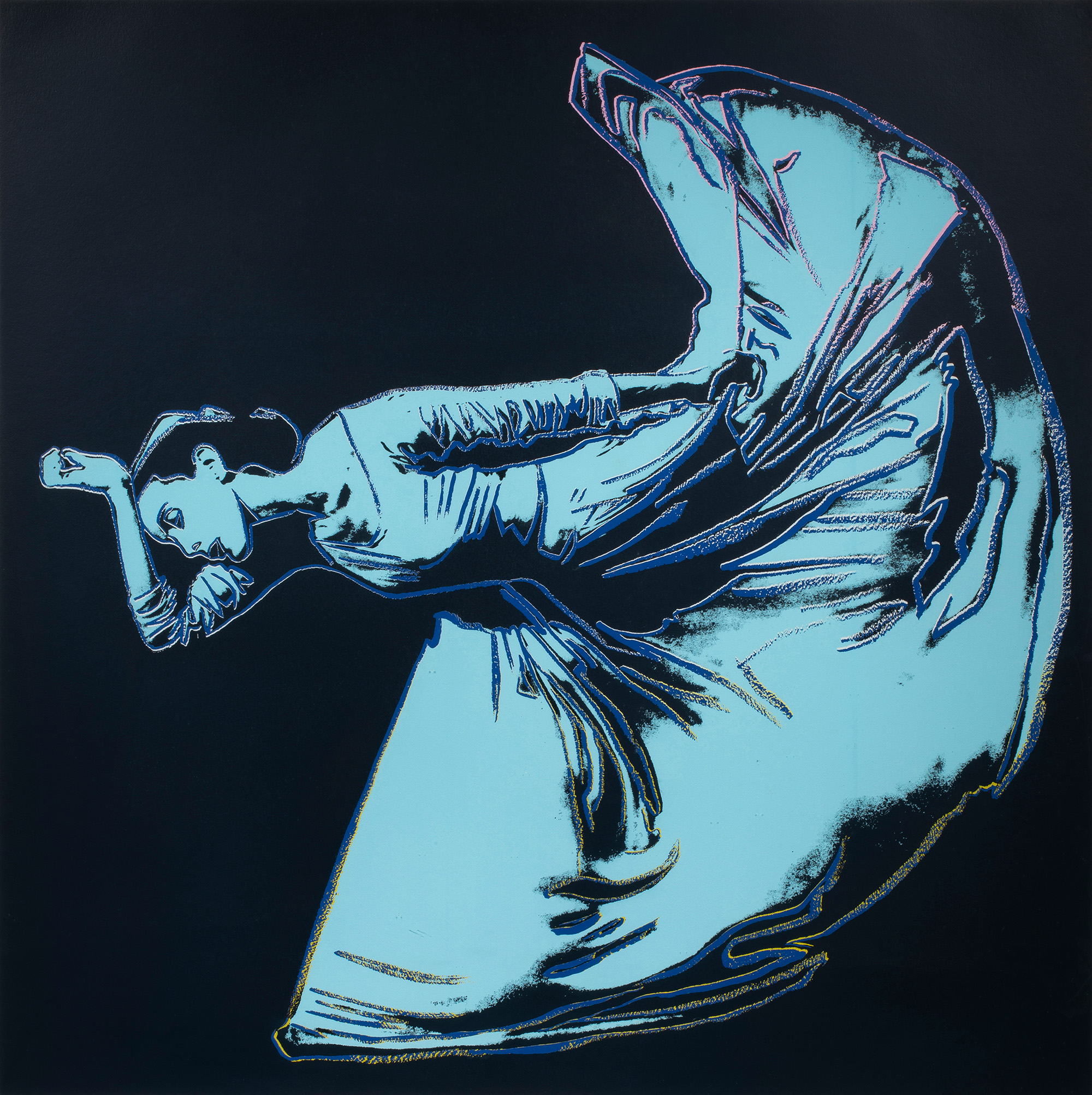Andy Warhol (American, 1928–1987), Letter to the World (The Kick), from Martha Graham, 1986, screenprint, 36″ x 36″.