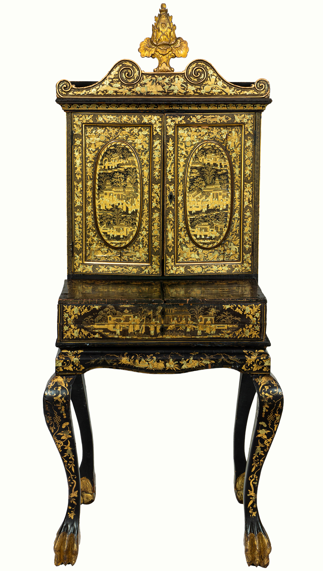 A Chinese export gilt lacquered desk.