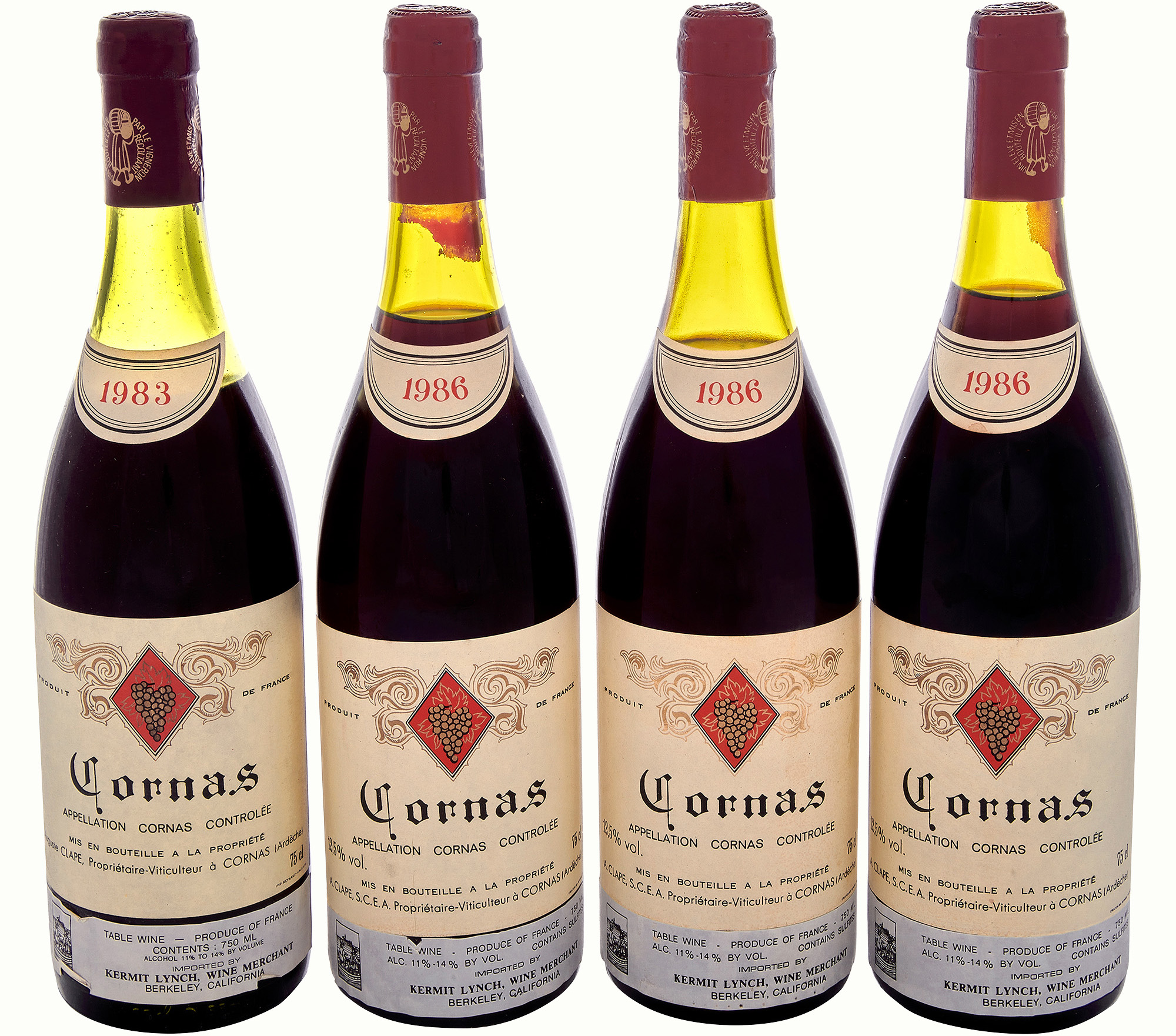 (lot of 4) 1983 and 1986 Domaine Auguste Clape Cornas (Rhone).