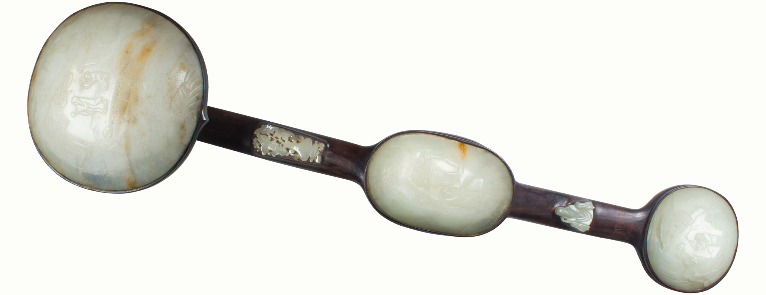 A Chinese Qing dynasty white jade ruyi scepter.