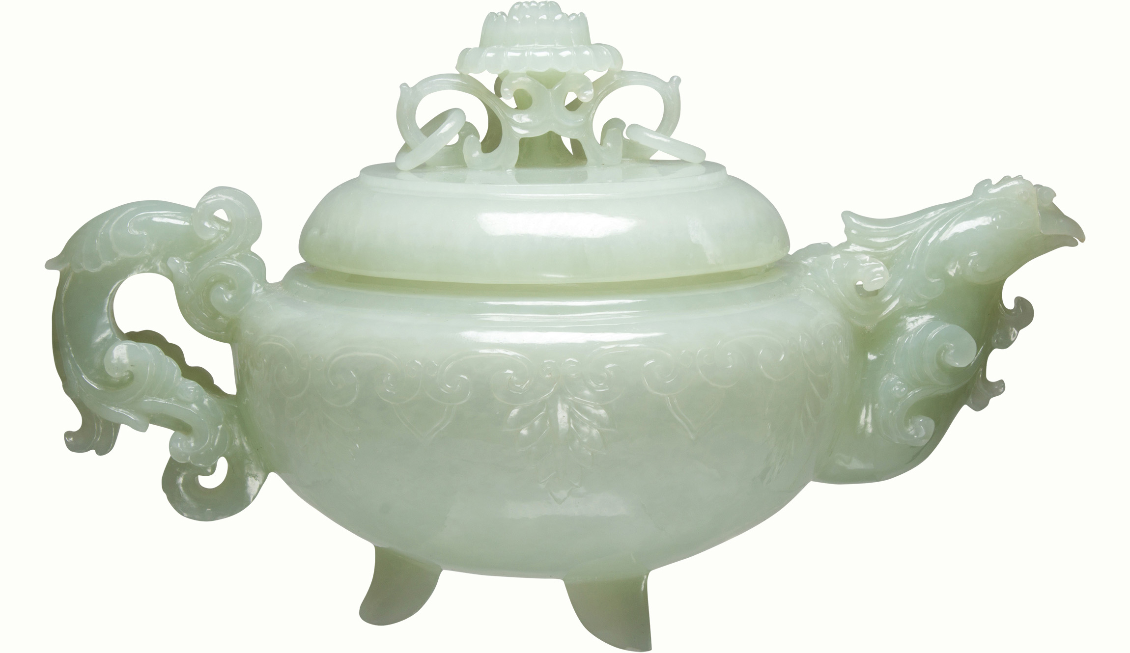 A Chinese white jade teapot.