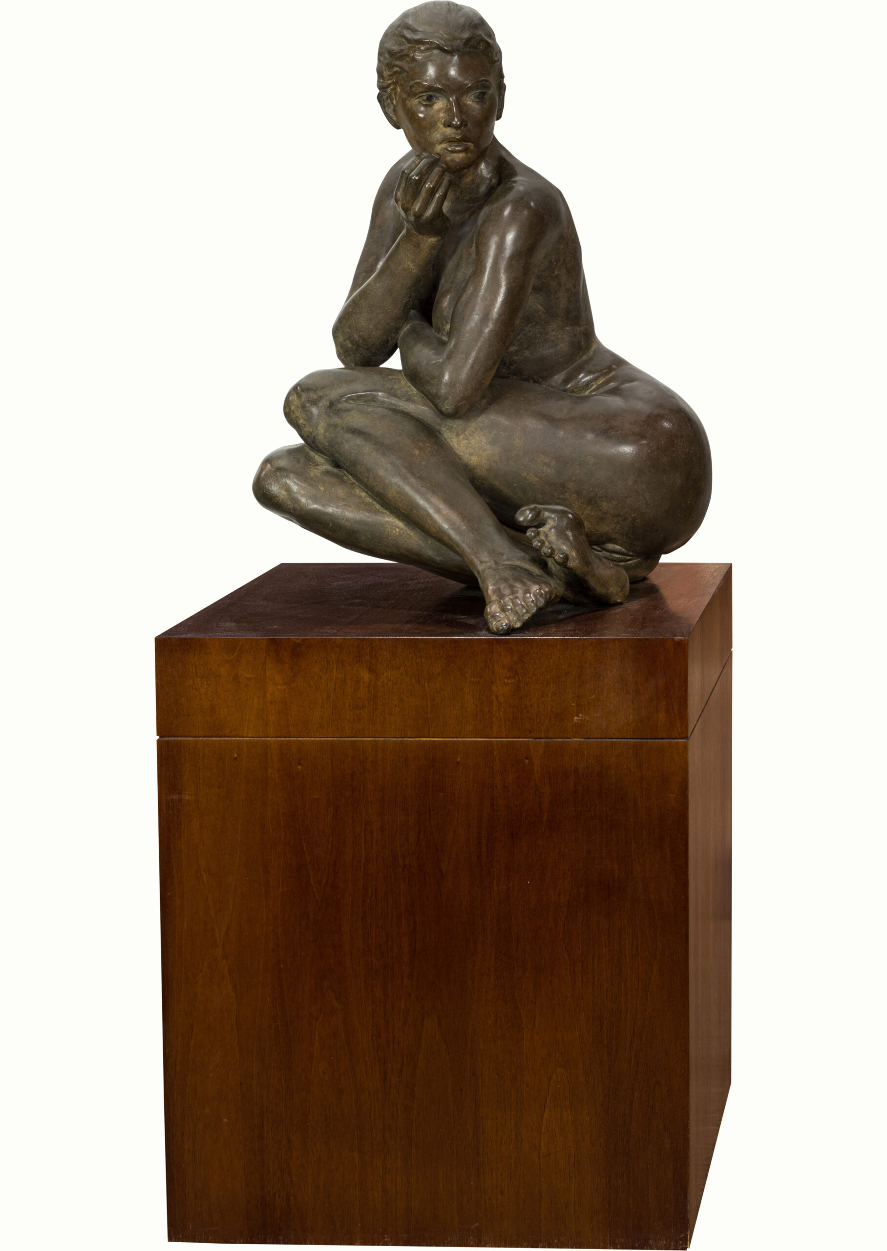 Eric Goulder (American, b. 1954), The Woman, 1991, bronze sculpture, overall: 32″ x 21″ x 23″.