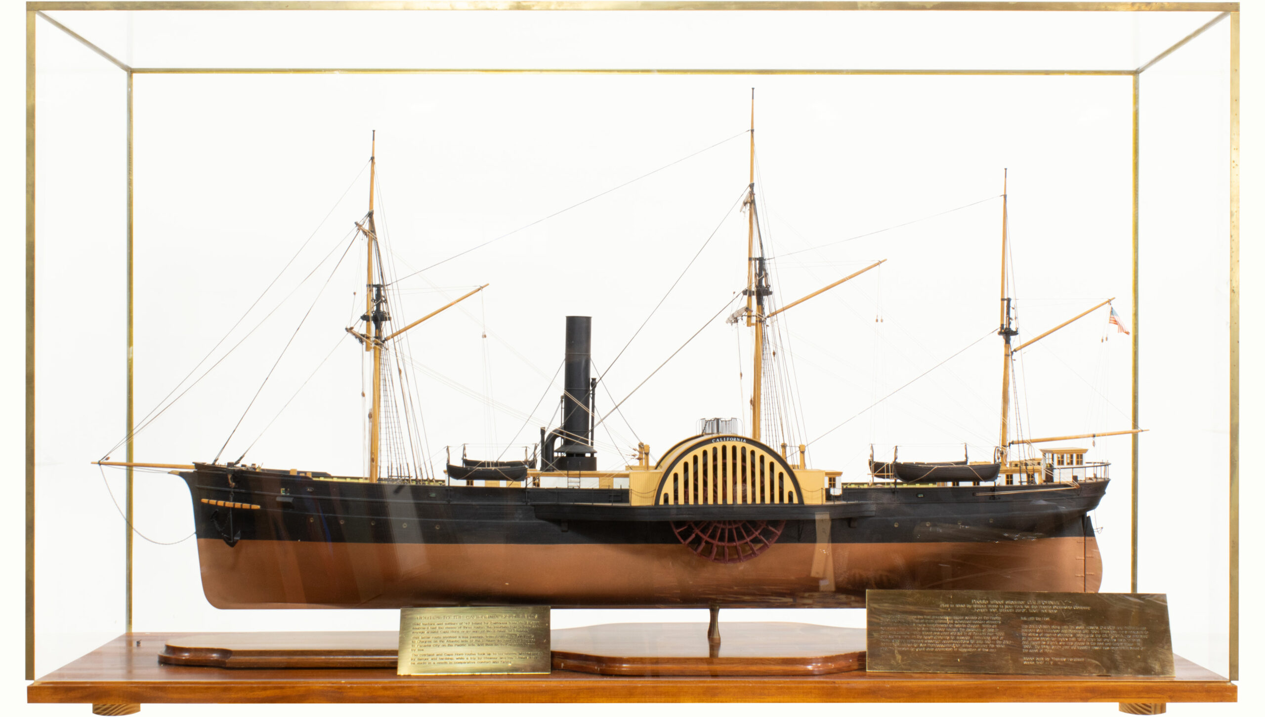 A massive scratch built paddle wheel steamship model ‘California, built by Tom Fordham (d. 2004), Scale 1/4″+1’.