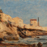 Félix Ziem (French, 1821–1911), Étude Sur les Bord de la Méditerranée, oil on board, 7″ x 11″ (18cm x 28cm).
