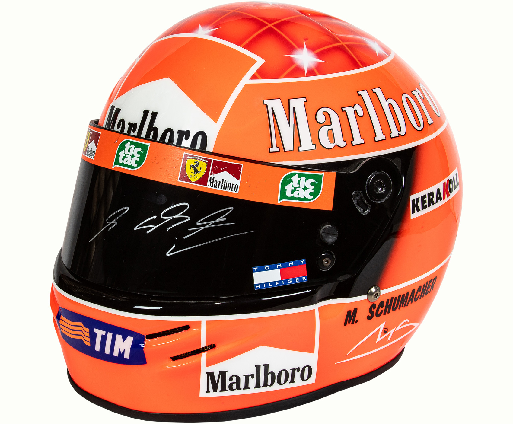 A Bell Michael Schumacher signed Formula 1 racing helmet in case.