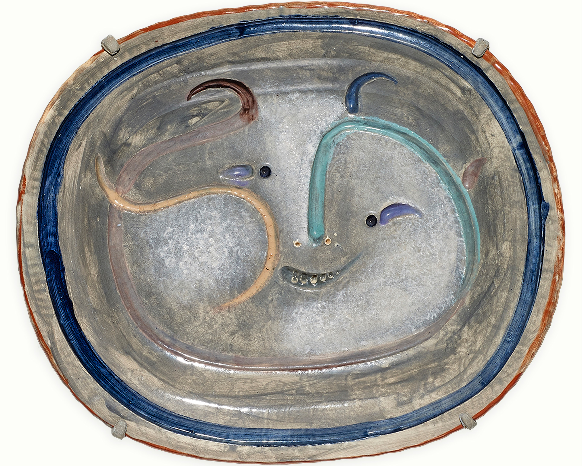 Pablo Picasso (Spanish, 1881–1973), Visage Masque, 1947, ceramic plate, 12.5″ x 15″ (31.75 x 38.1 cm).