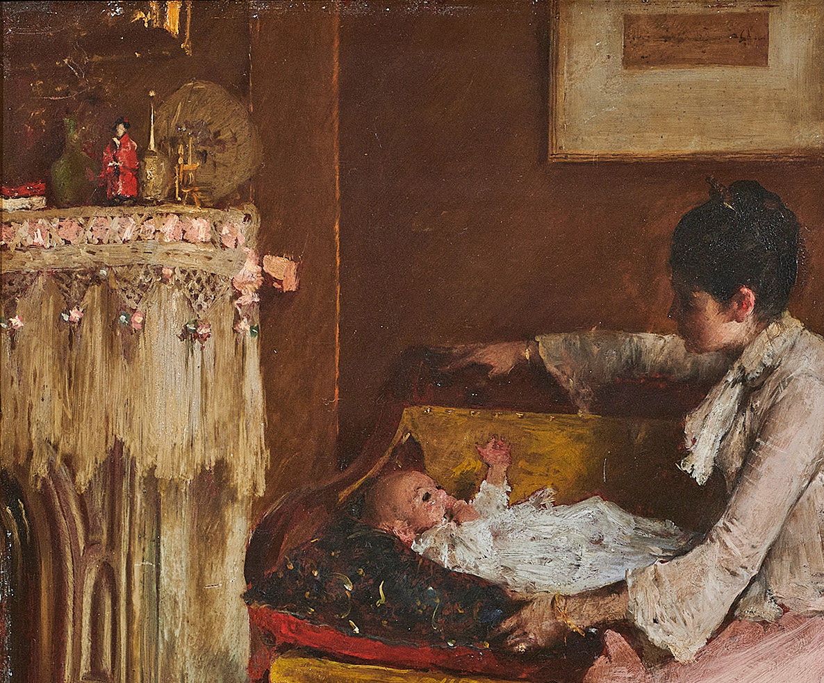 William Merritt Chase (American, 1849–1916), <em>A Mother’s Joy</em> (detail).