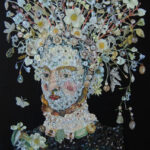 Katie McCann (British, b. 1969), Frost Flowers, 2024, collage on painted wood panel, 11″ x 14″.Estimate: $1,000–$1,500