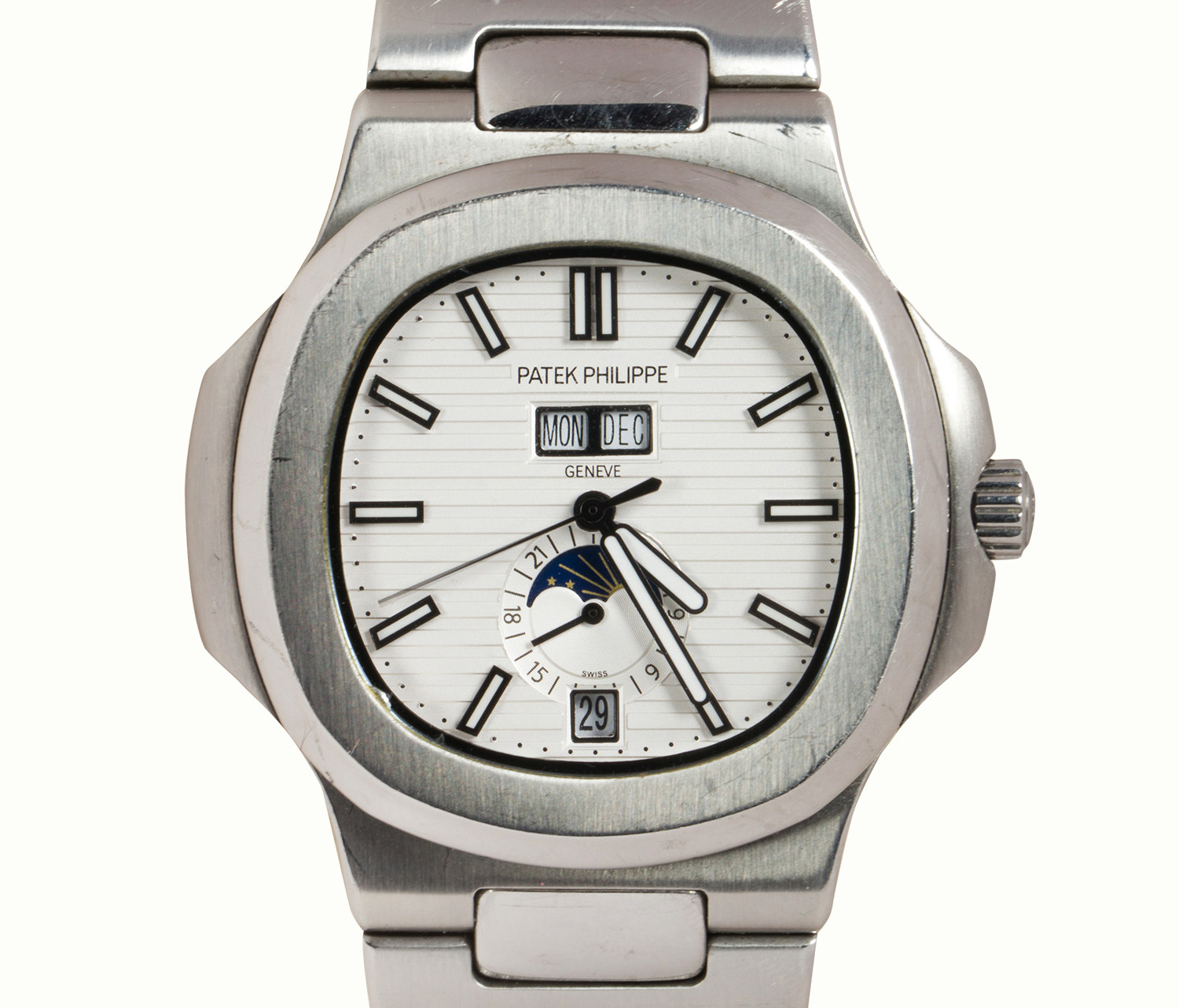 A Patek Philippe stainless steel Nautilus wristwatch.<br><b>Estimate: $80,000–$100,000</b>