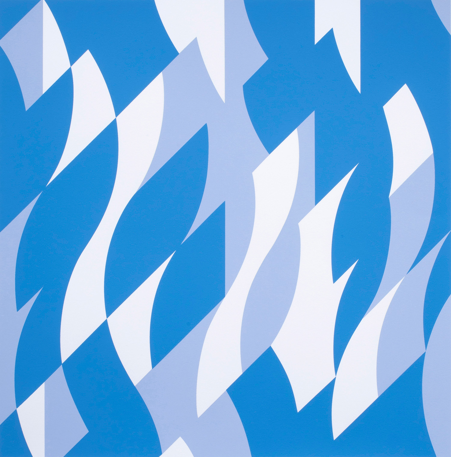 Bridget Riley (British, b. 1931), Two Blues, 2003, screenprint in colors, 21.5″ x 21″.Estimate: $4,000–$6,000