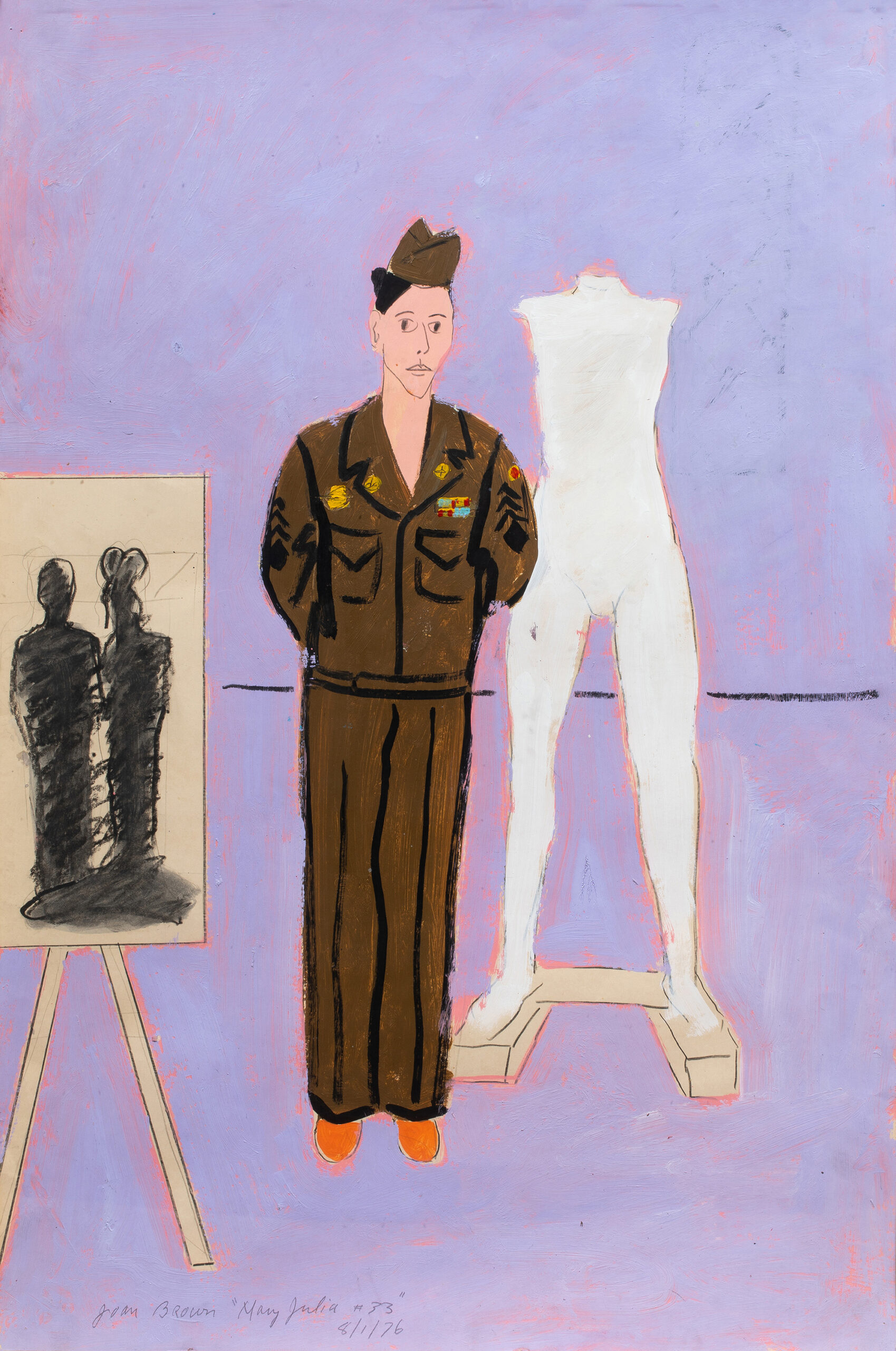 Joan Brown (American, 1938–1990), <em>Mary Julia #33</em>, 1976, acrylic, charcoal, and graphite on paper, 36" x 24".<br><b>Estimate: $8,000–$12,000</b>