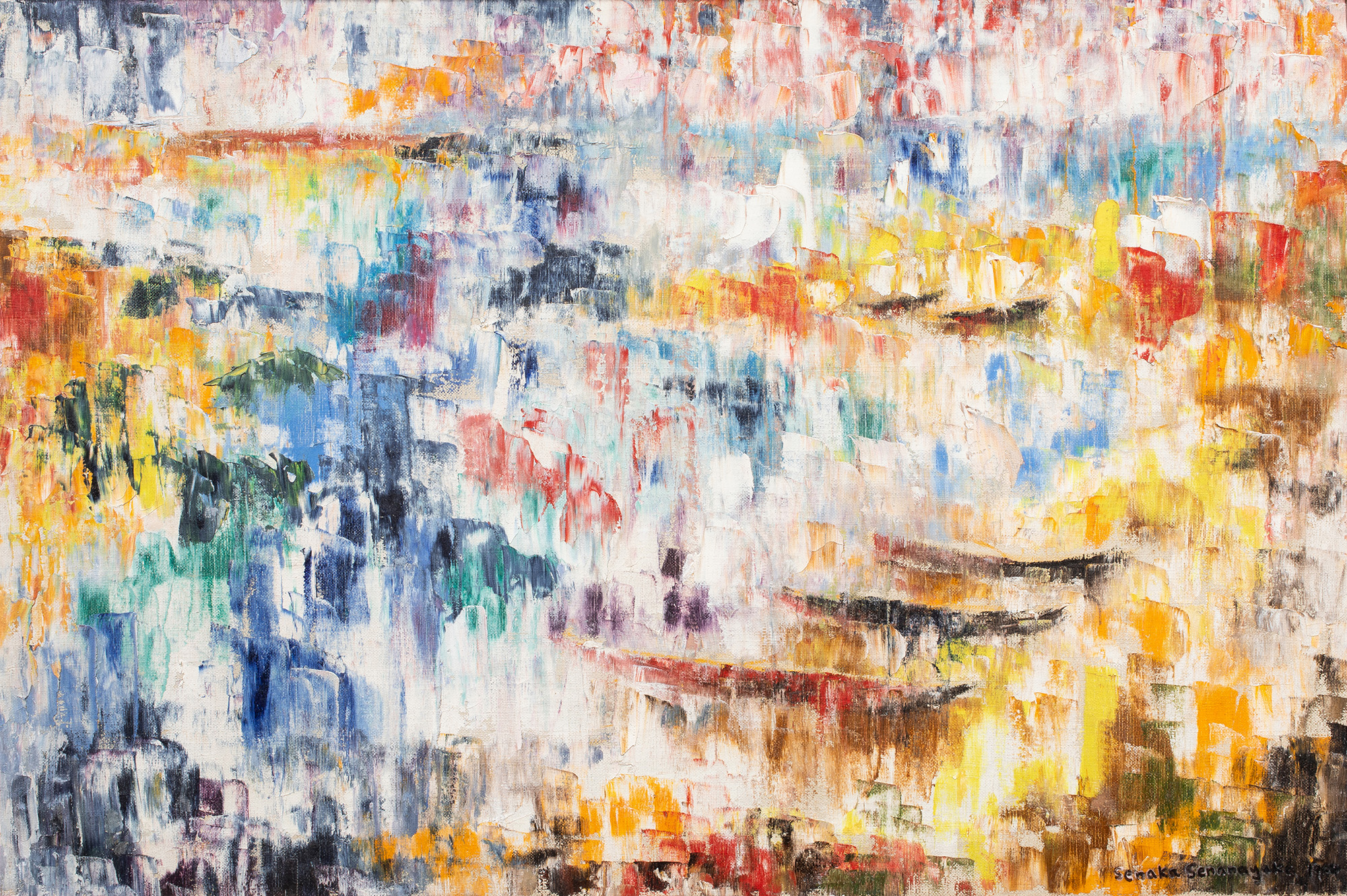 Senaka Senanayake (Sri Lankan, b. 1951), Boats in the Harbor (Seascape), 1964, oil on canvas, 23″ x 34.25″. Estimate: $15,000–$25,000