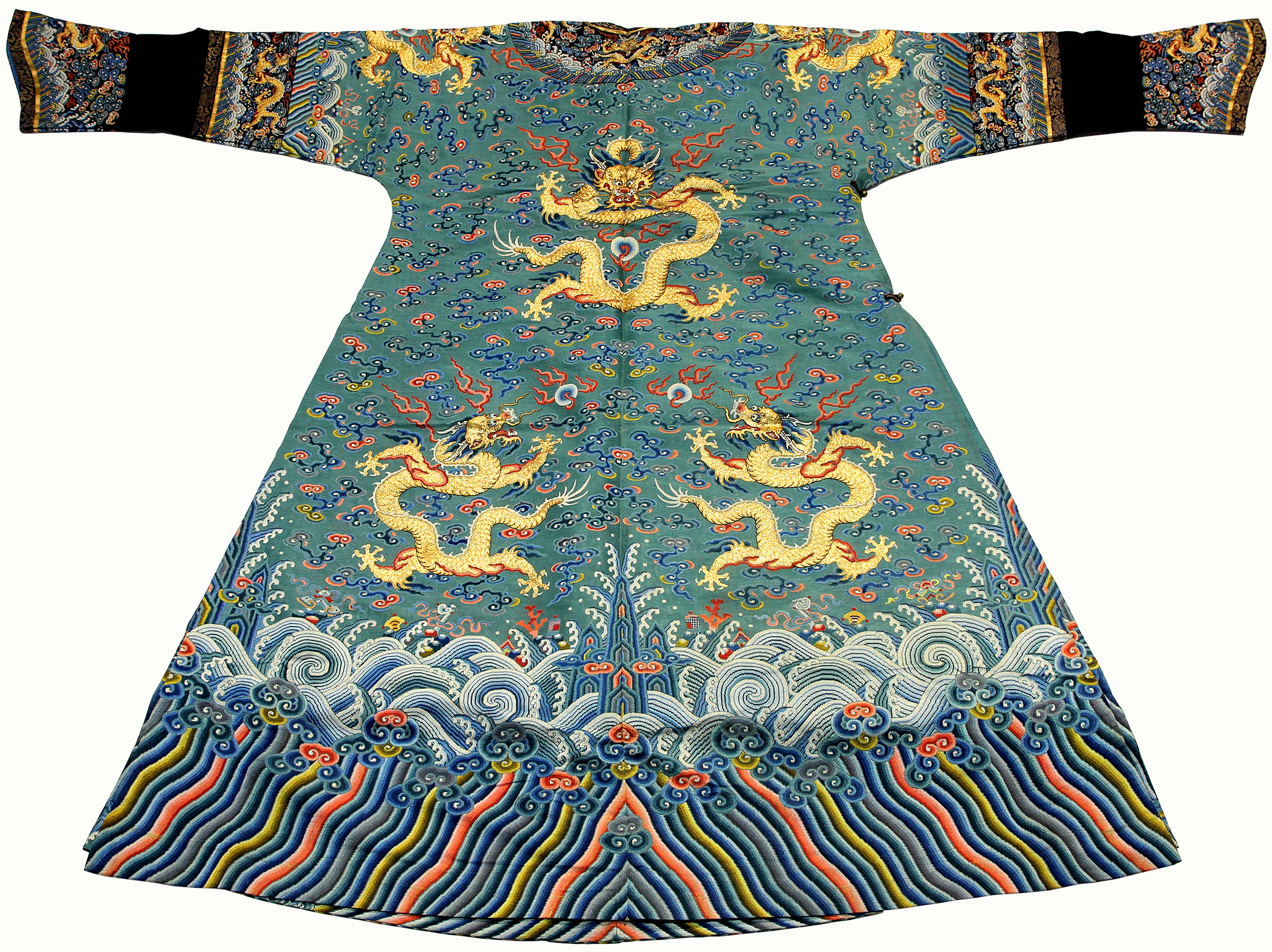 Chinese turquoise ground gauze jifu robe.Sold: $45,750