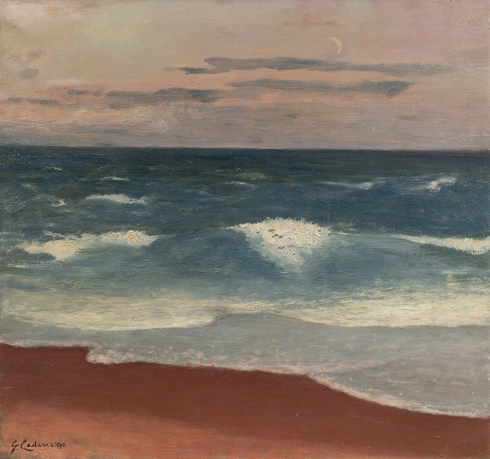 Giuseppe Cadenasso (American, 1858–1918), <em>Near Point Lobos by the Cliff House, San Francisco</em>, oil on canvas, 28.25″ x 31.25″. Provenance: Bonhams, 8/17/2010, lot 10.<br><b>Estimate: $2,000–$4,000</b>