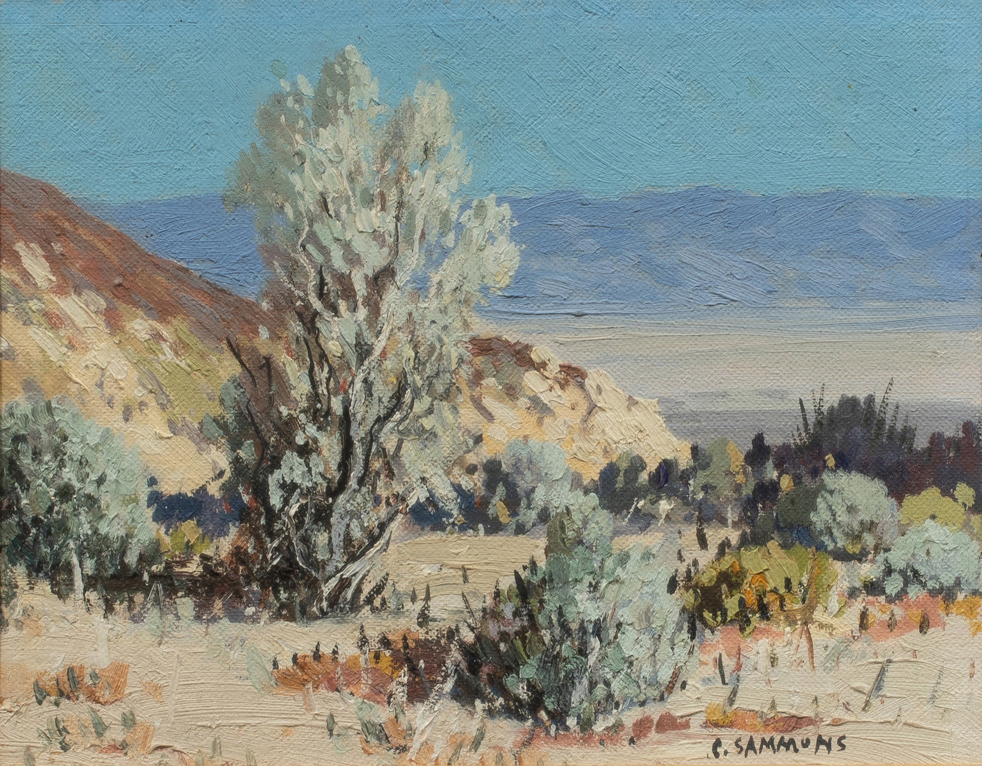 Carl Sammons (American, 1983–1968), <em>Desert Landscape</em>, oil on board, 6″ x 8″.<br><b>Estimate: $600–$900</b>