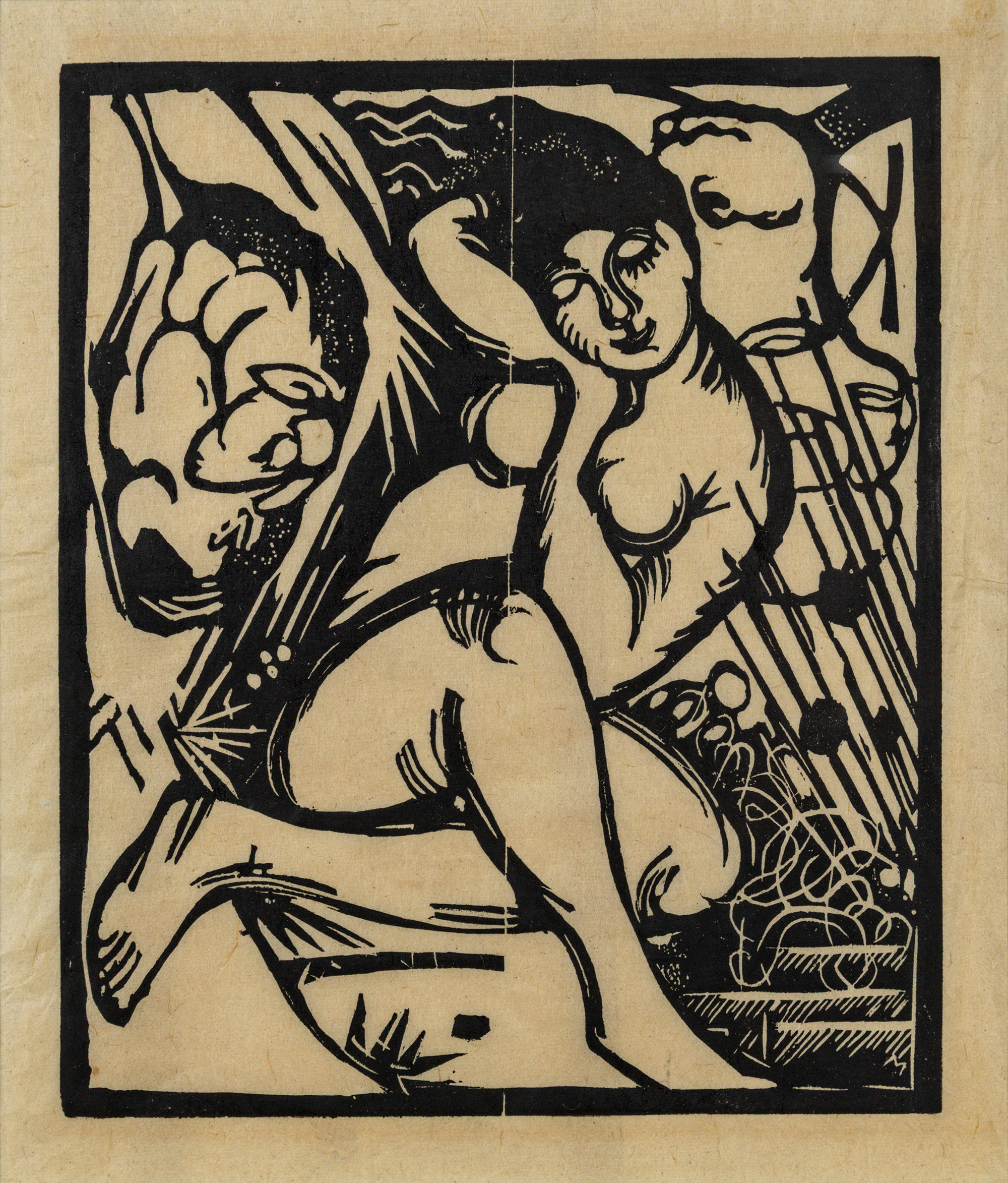 Franz Marc (German, 1880–1916), Schlafende Hirtin, 1912, woodcut on Japan paper, 10″ x 15″. Estimate: $5,000–$7,000
