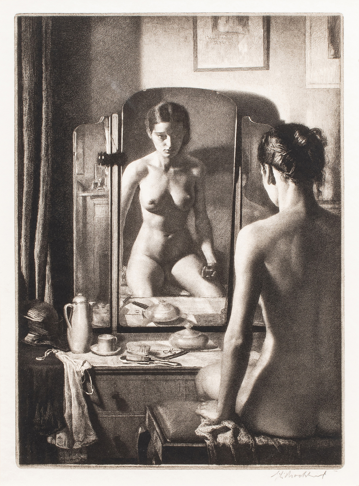 Gerald Leslie Brockhurst (British, 1890–1978), Adolescence, etching, 14.5″ x 10.5″. Estimate: $6,000–$9,000