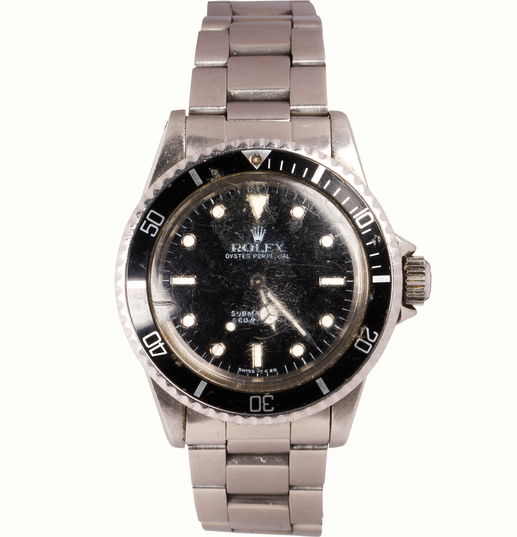 A Rolex Submariner stainless steel wristwatch. <br><b>Estimate: $7,500–$8,500</b>