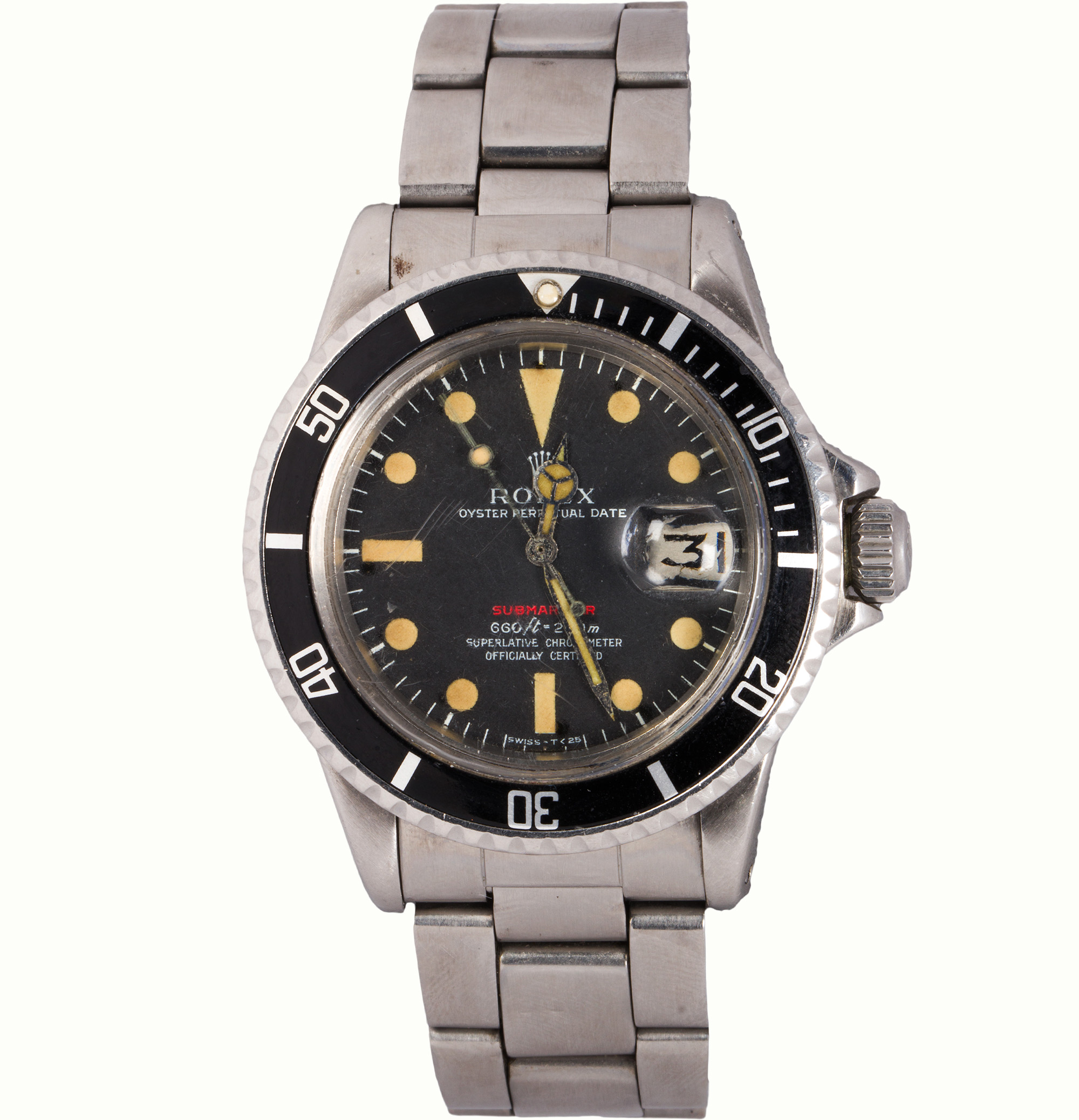 A 1973 Rolex Red-Submariner stainless steel wristwatch 1680. <br><b>Estimate: $20,000–$30,000</b>