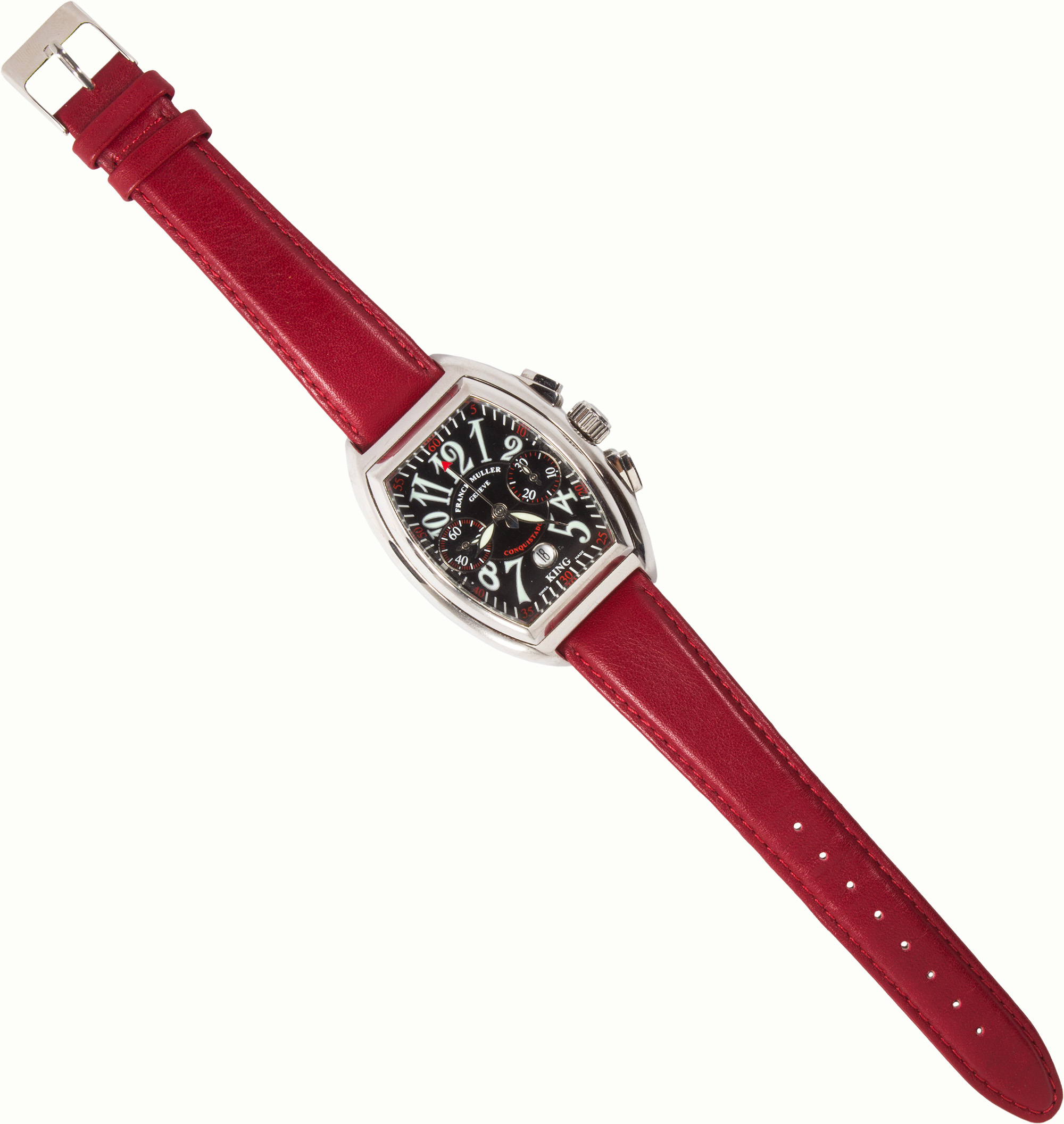A Franck Muller ‘King’ Conquistador stainless steel wristwatch no. 456/1000. Estimate: $10,000–$15,000