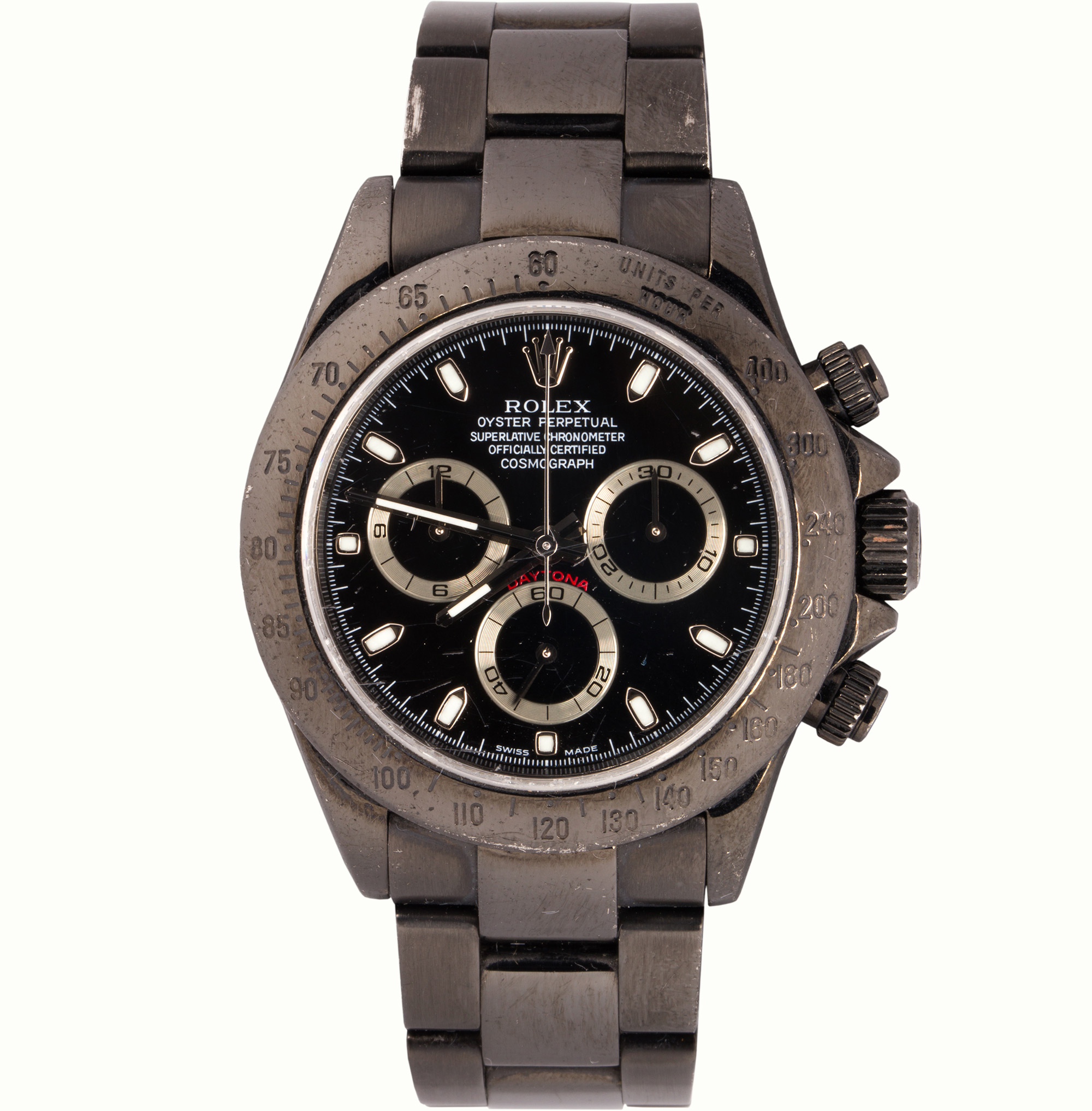 A Rolex Daytona stainless steel wristwatch. Estimate: $30,000–$50,000