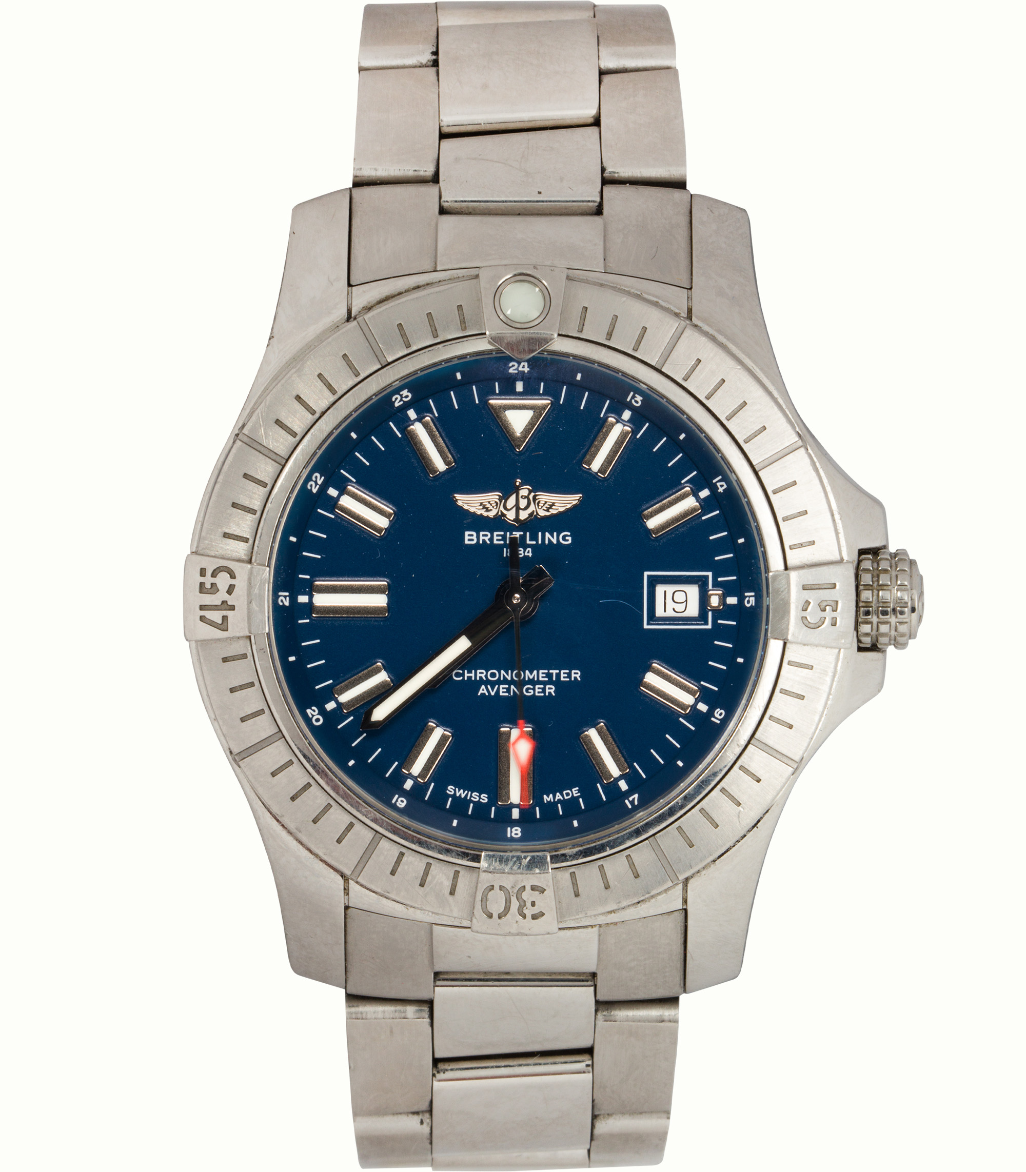 A Breitling Avenger 43 stainless steel wristwatch. <br><b>Estimate: $3,000–$5,000</b>