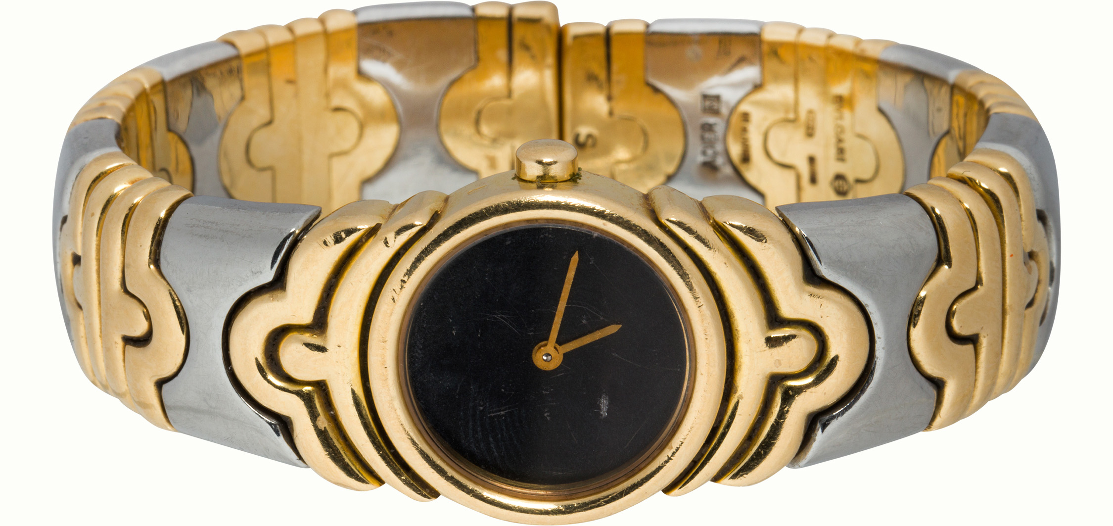 A Bulgari Parentesi 18k gold and stainless steel watch bracelet. <br><b>Estimate: $4,000–$6,000</b>