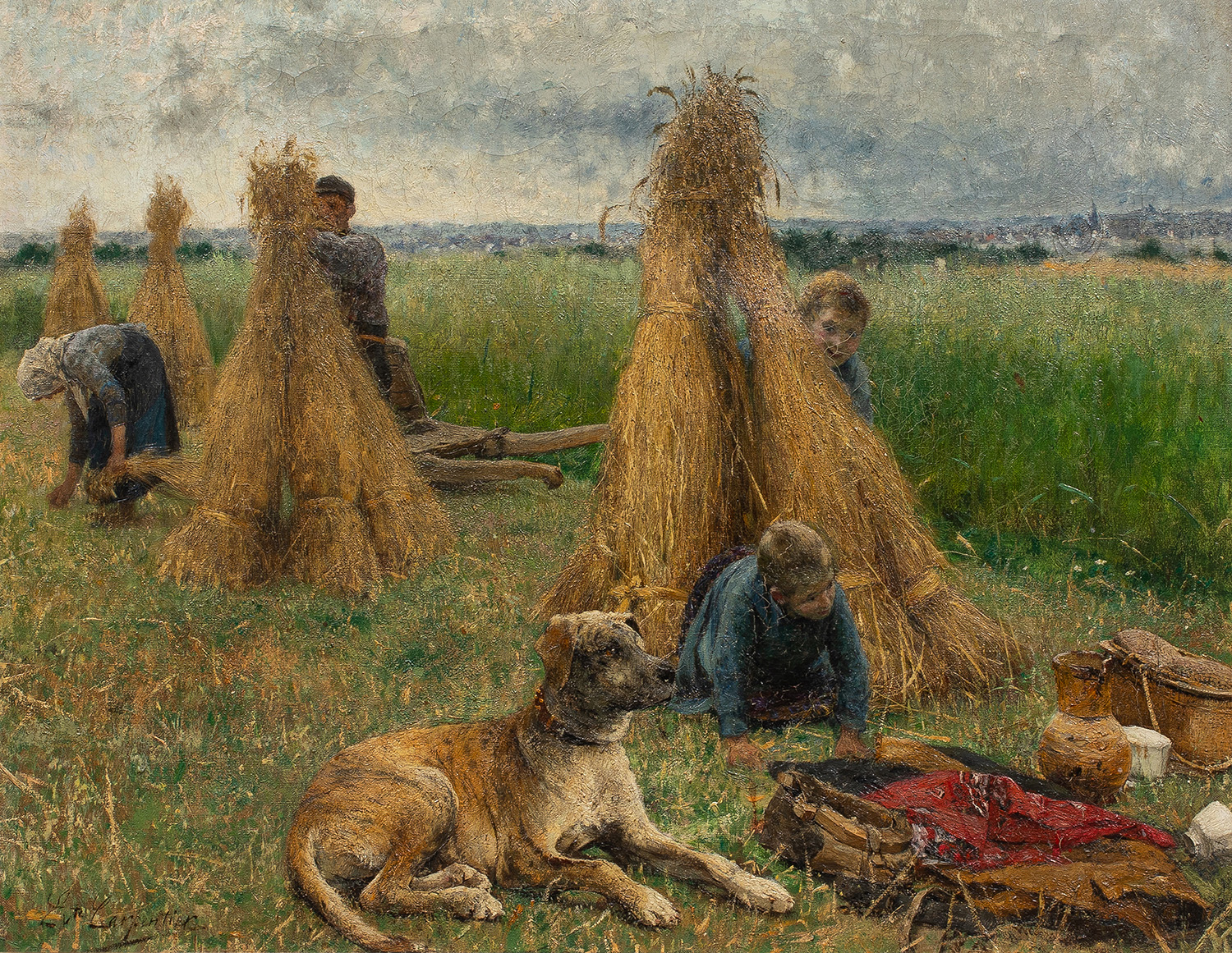 Évariste Carpentier (Belgian, 1845–1922), Children and Dog in Field, oil on canvas, 23″ x 29″.Estimate: $8,000–$12,000