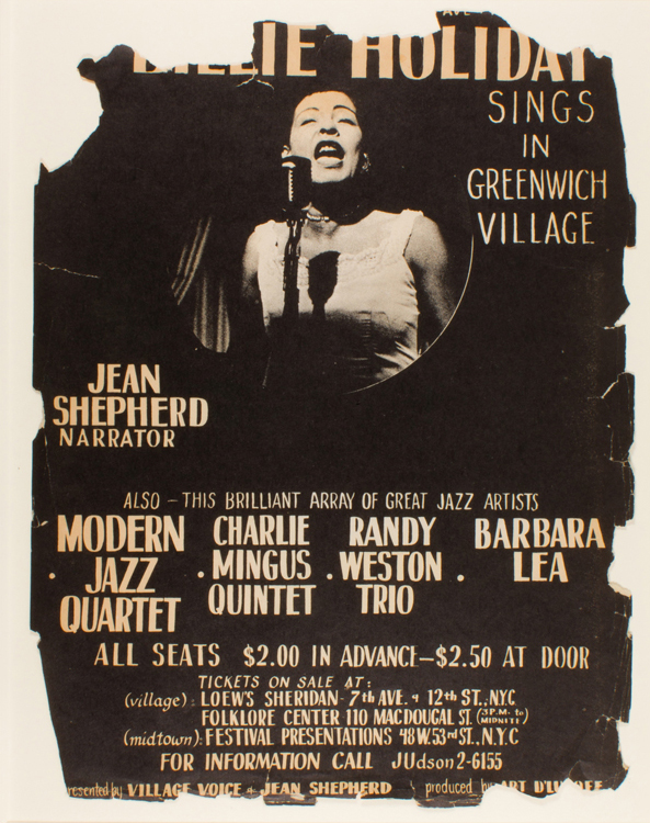A ‘Billie Holiday Sings in Greenwich Village,’ NY large handbill. Sold: $1,536