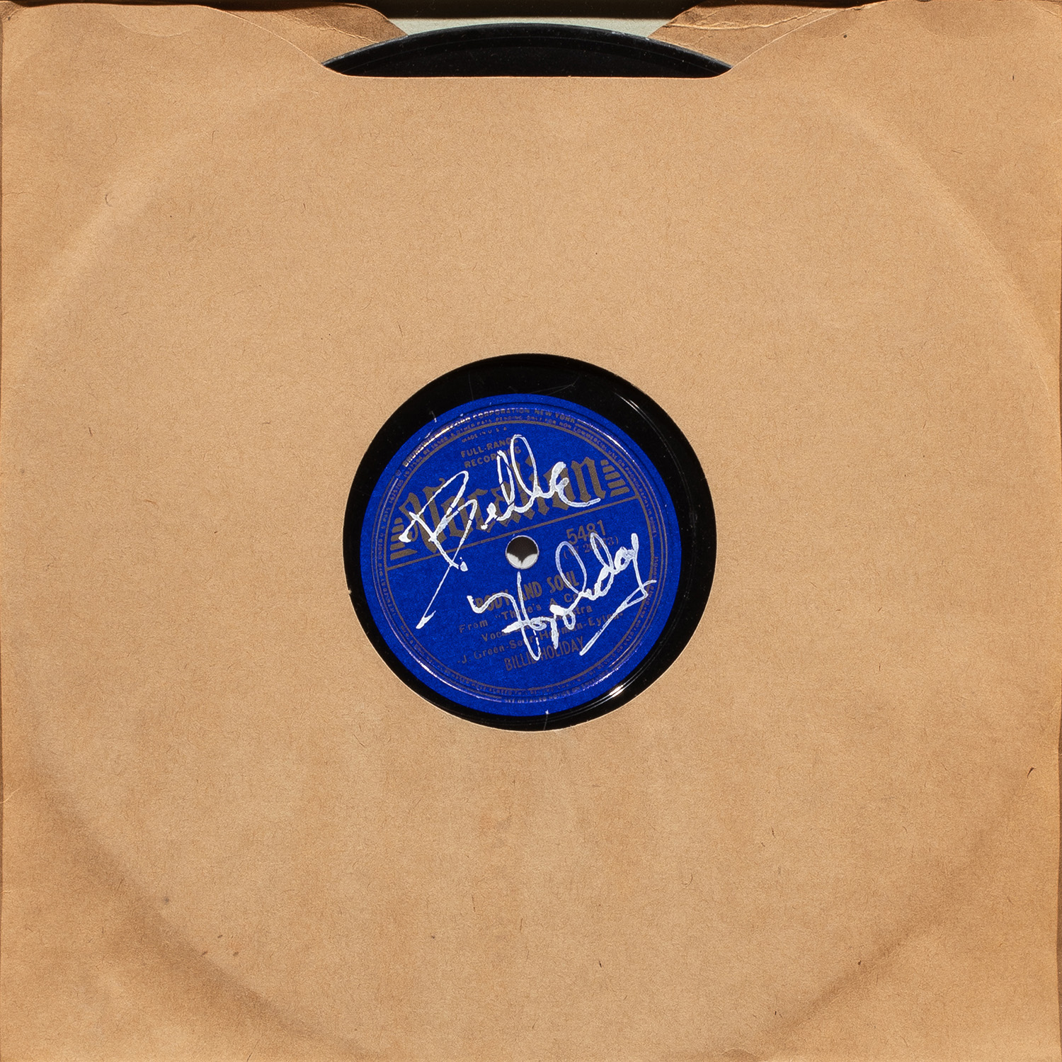 A Billie Holiday signed Vocalion Body and Soul jazz album. Sold: $1,024