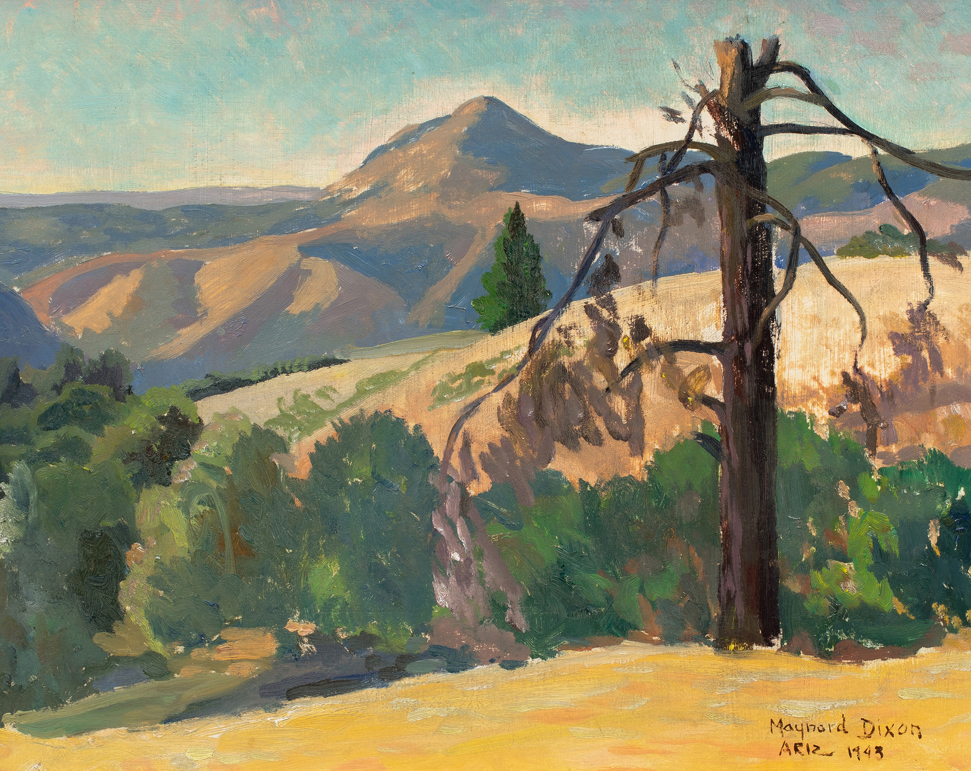 Maynard Dixon (American, 1875–1946), Arizona, 1943, oil on board, 16″ x 20″.Estimate: $10,000–$15,000