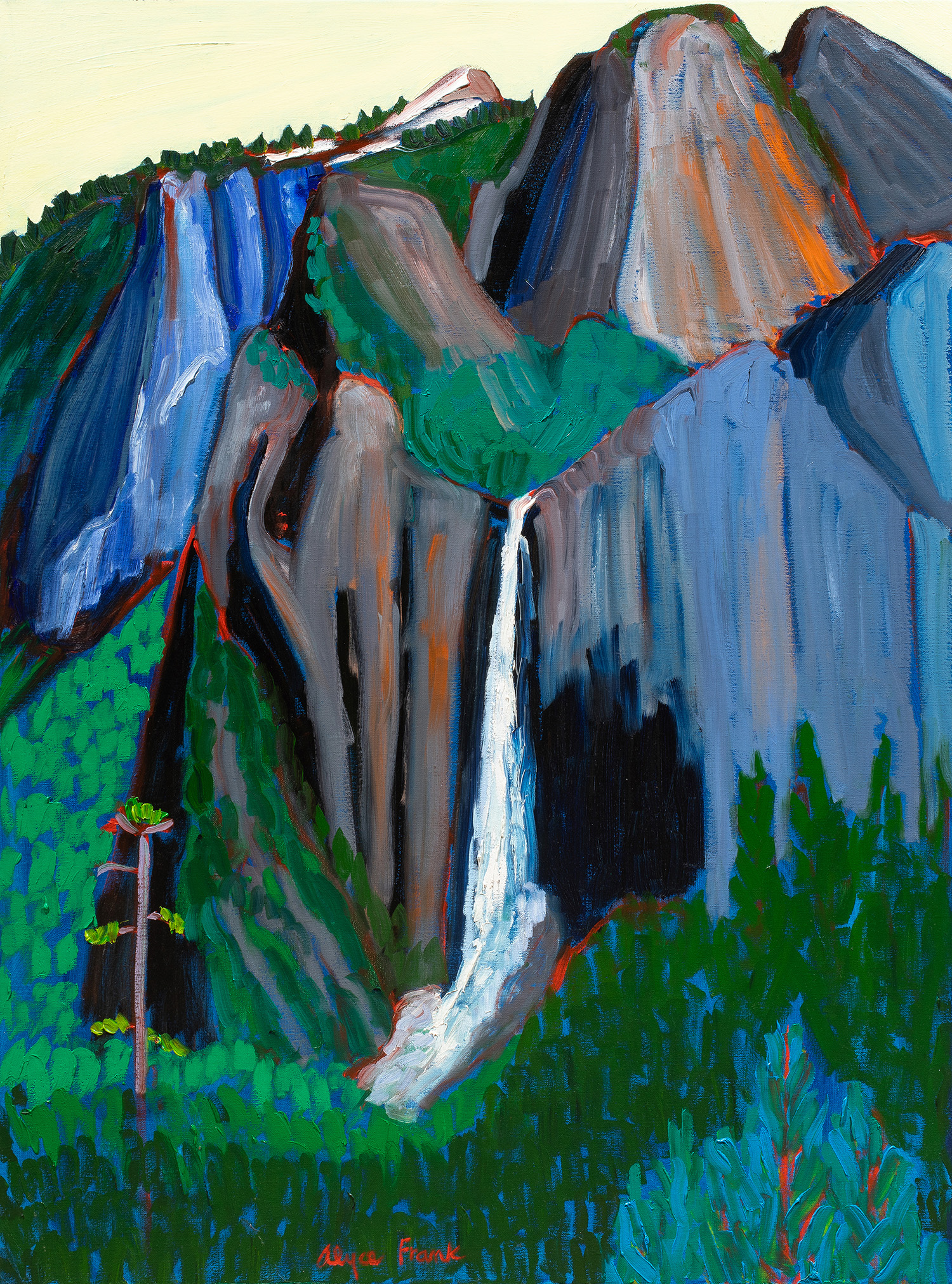Alyce Frank (American, 1932–2024), <em>Bridalveil Falls, Yosemite #9</em>, oil on linen, 40″ x 30″. <br><b>Estimate: $7,000–$10,000</b>