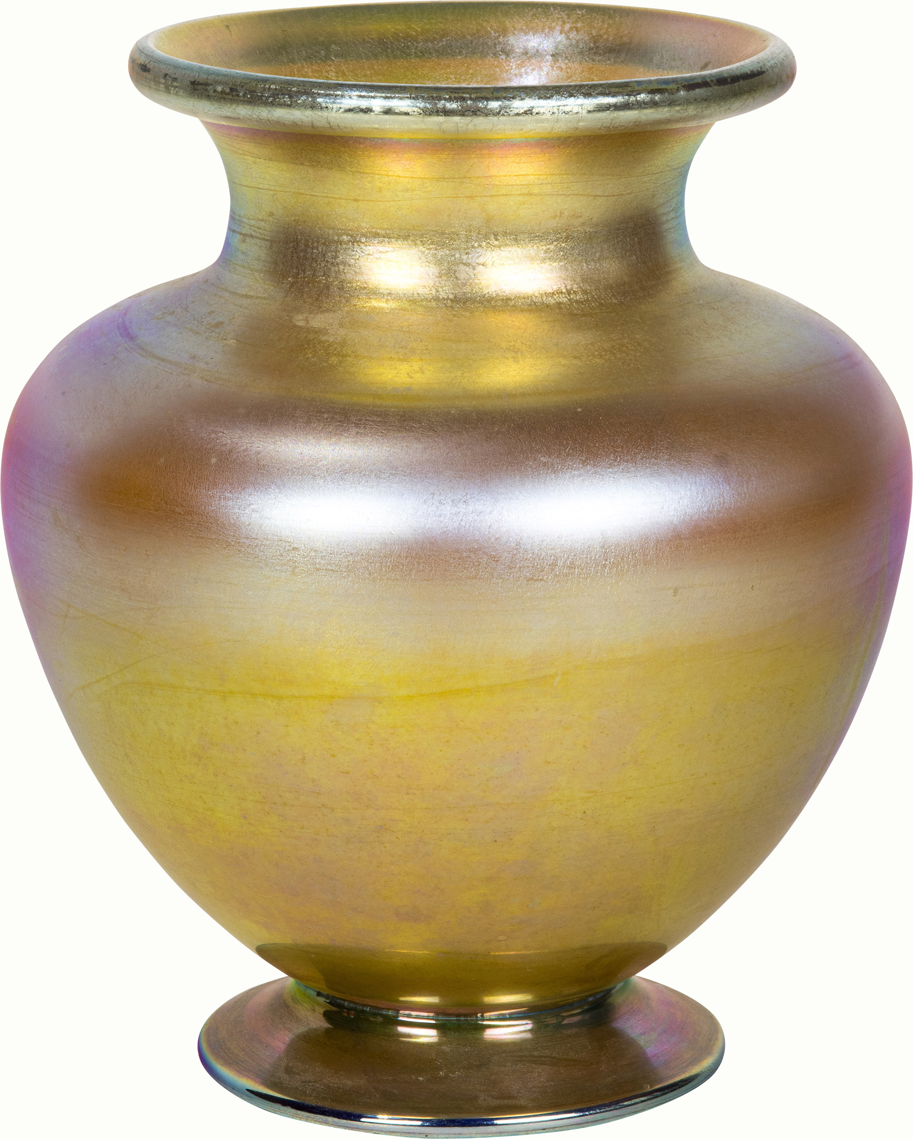 A Tiffany Studios gold Favrile glass vase.<br><b>Estimate: $1,200–$1,600</b>